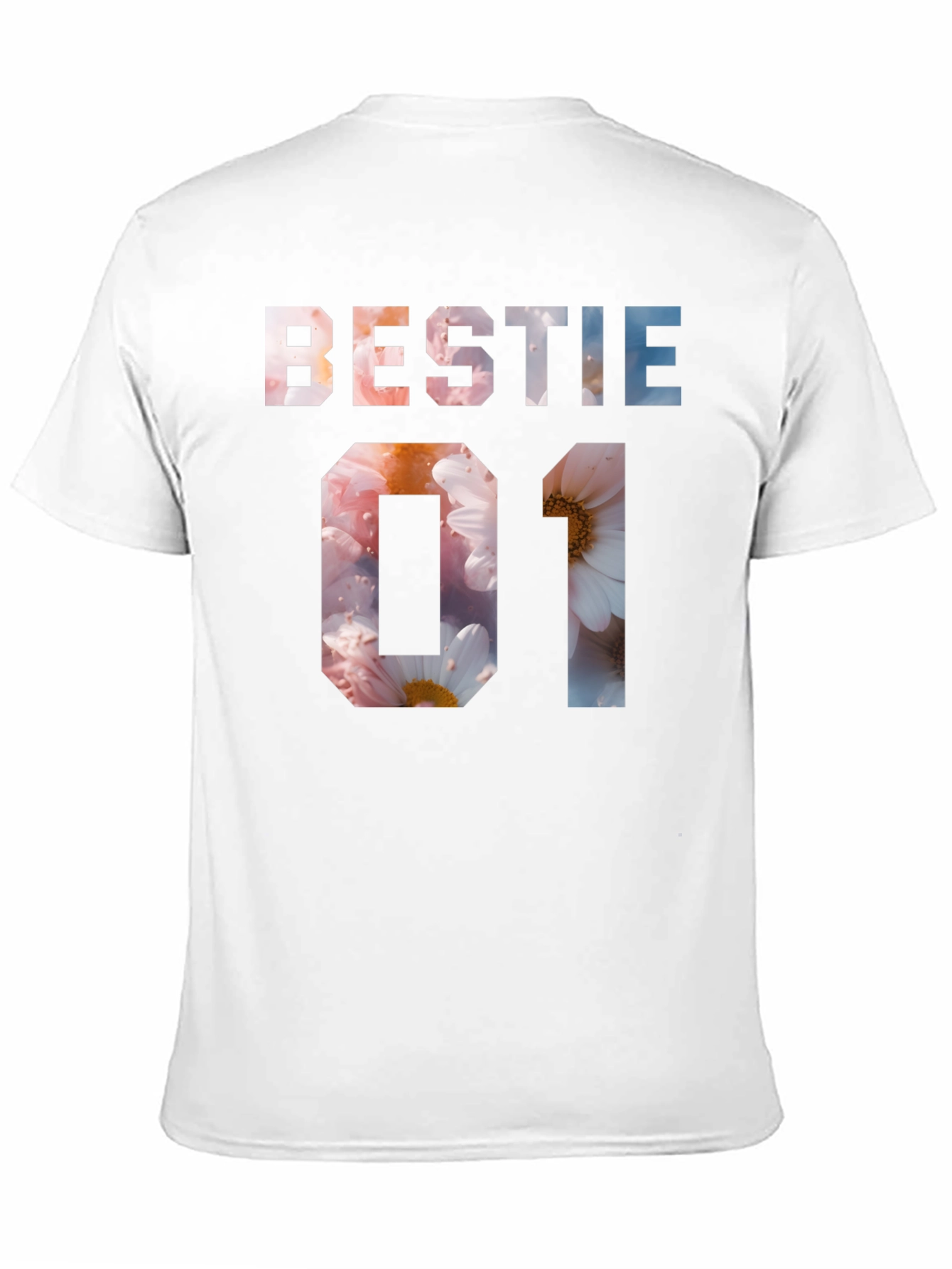 Black Bestie 01 Floral Print Black T-Shirt view 11