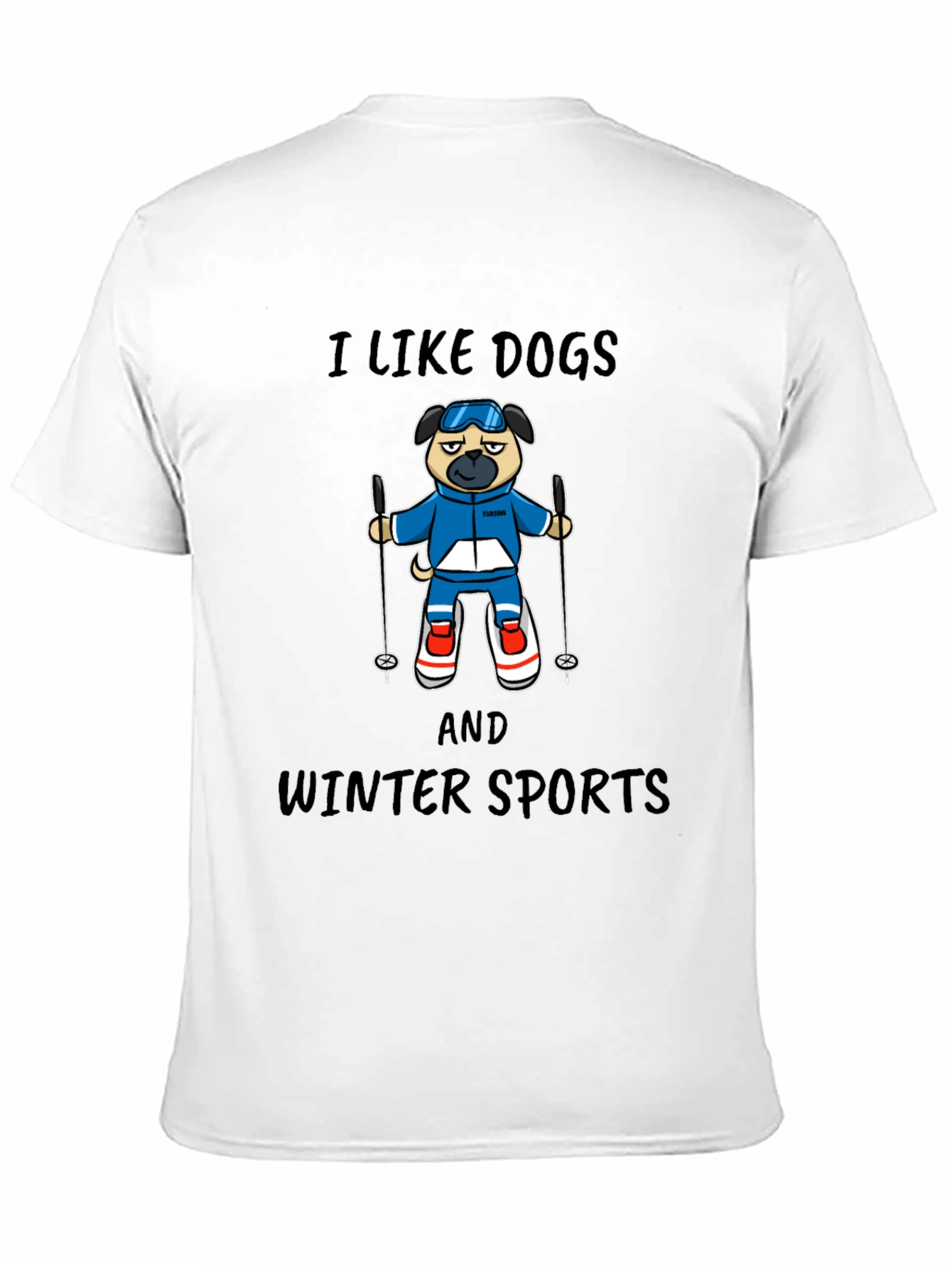 Black I Like Dogs and Winter Sports T-Shirt view 11