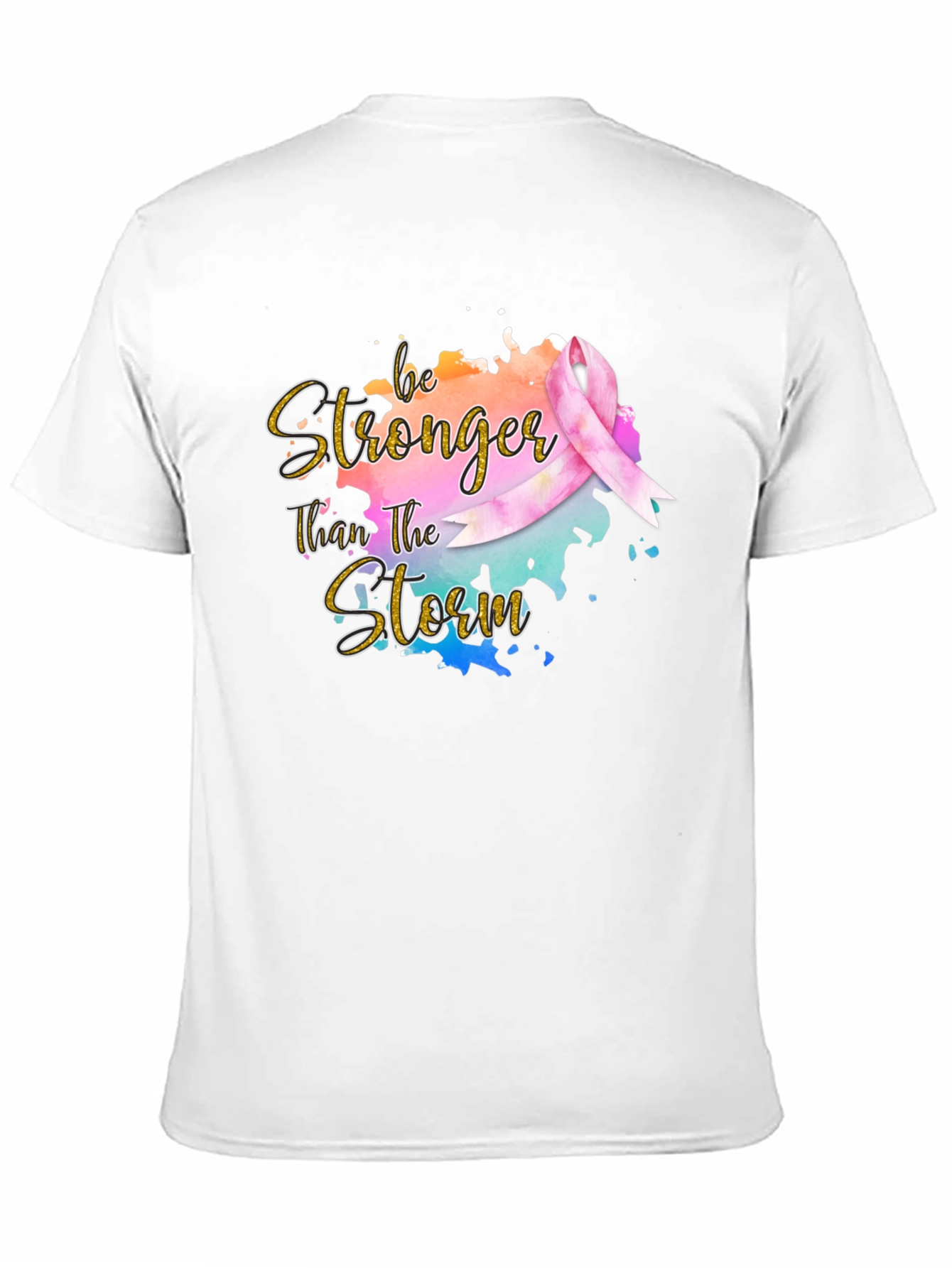 Black Be Stronger Than The Storm Ribbon T-Shirt view 11