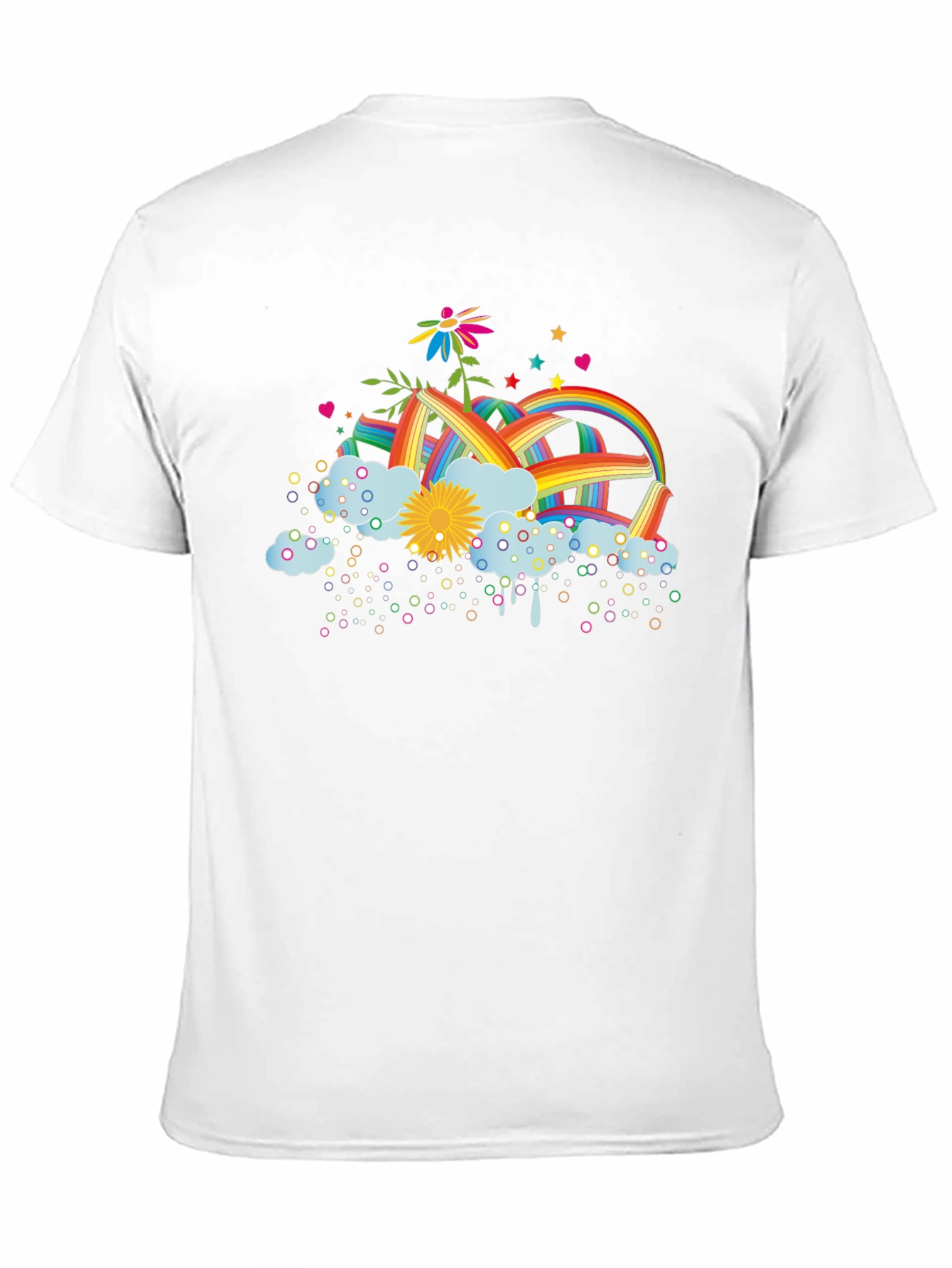 Black Rainbow Flower Graphic Tee - Unisex Black T-Shirt view 11