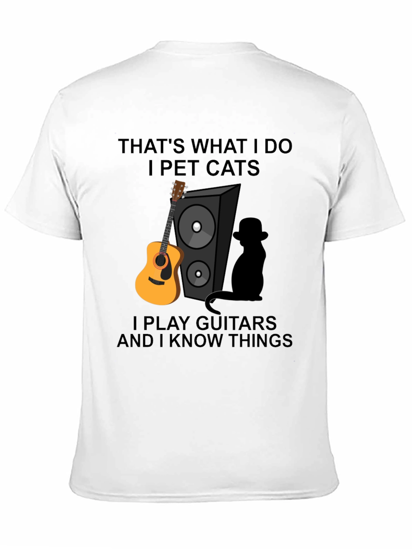 Black That's What I Do Funny Cat & Guitar T-Shirt view 11