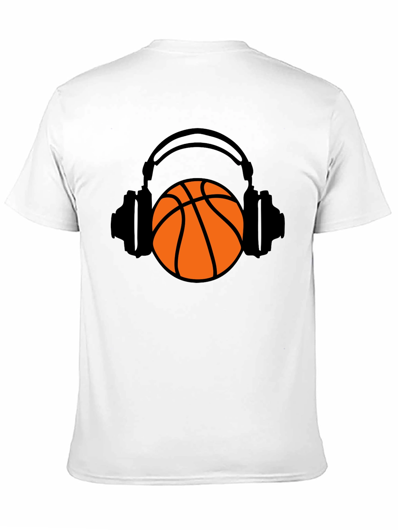 Black Basketball Headphones Graphic T-Shirt view 11
