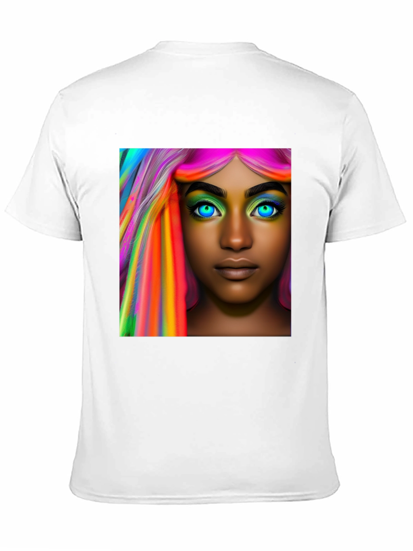 Black Vibrant Hair Portrait T-Shirt - Artistic Style view 11