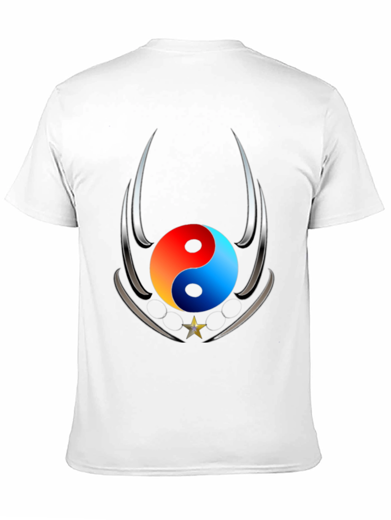 Black Yin Yang Star Graphic Black T-Shirt view 11