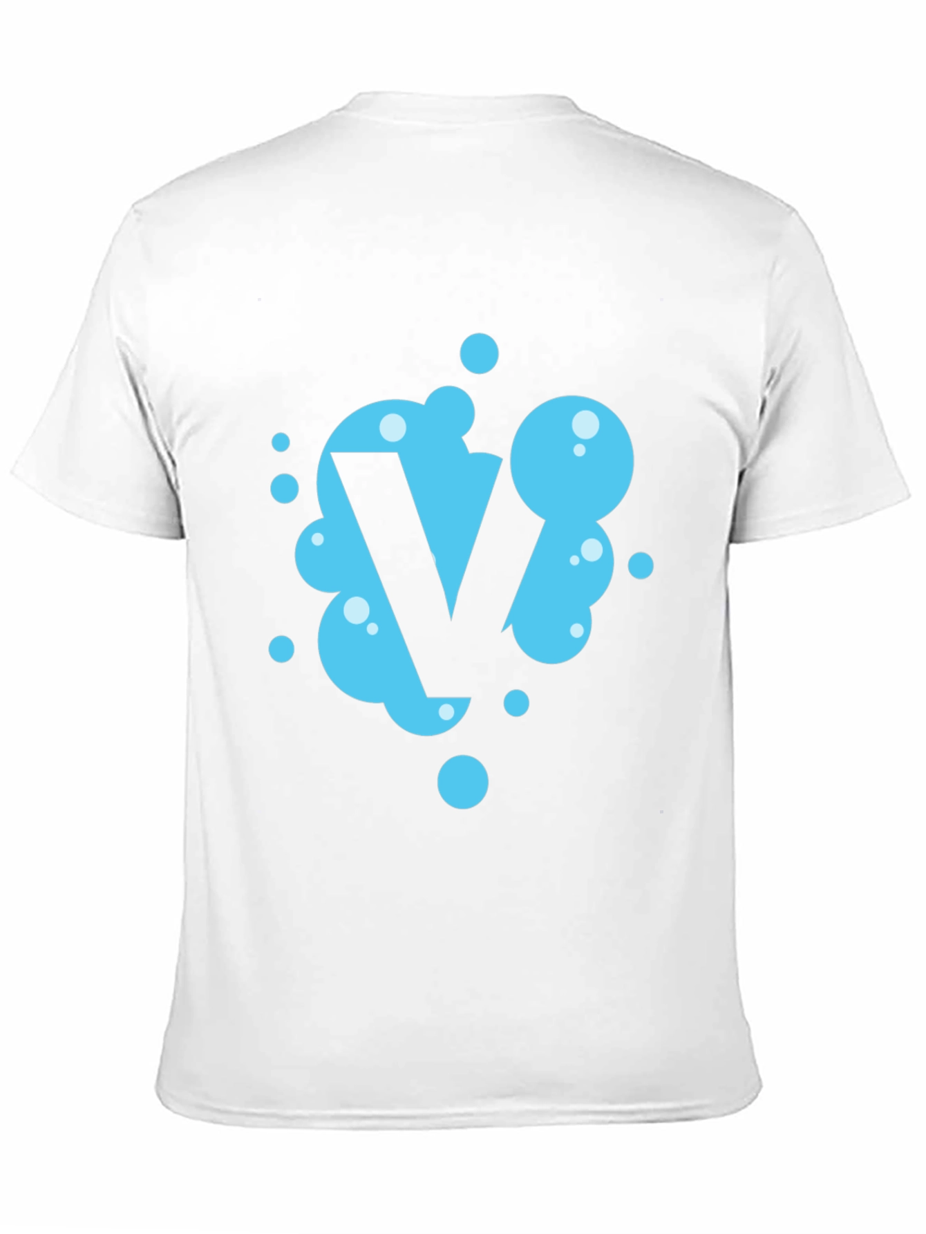 Black Cool Blue Bubble Letter V Black T-Shirt view 11