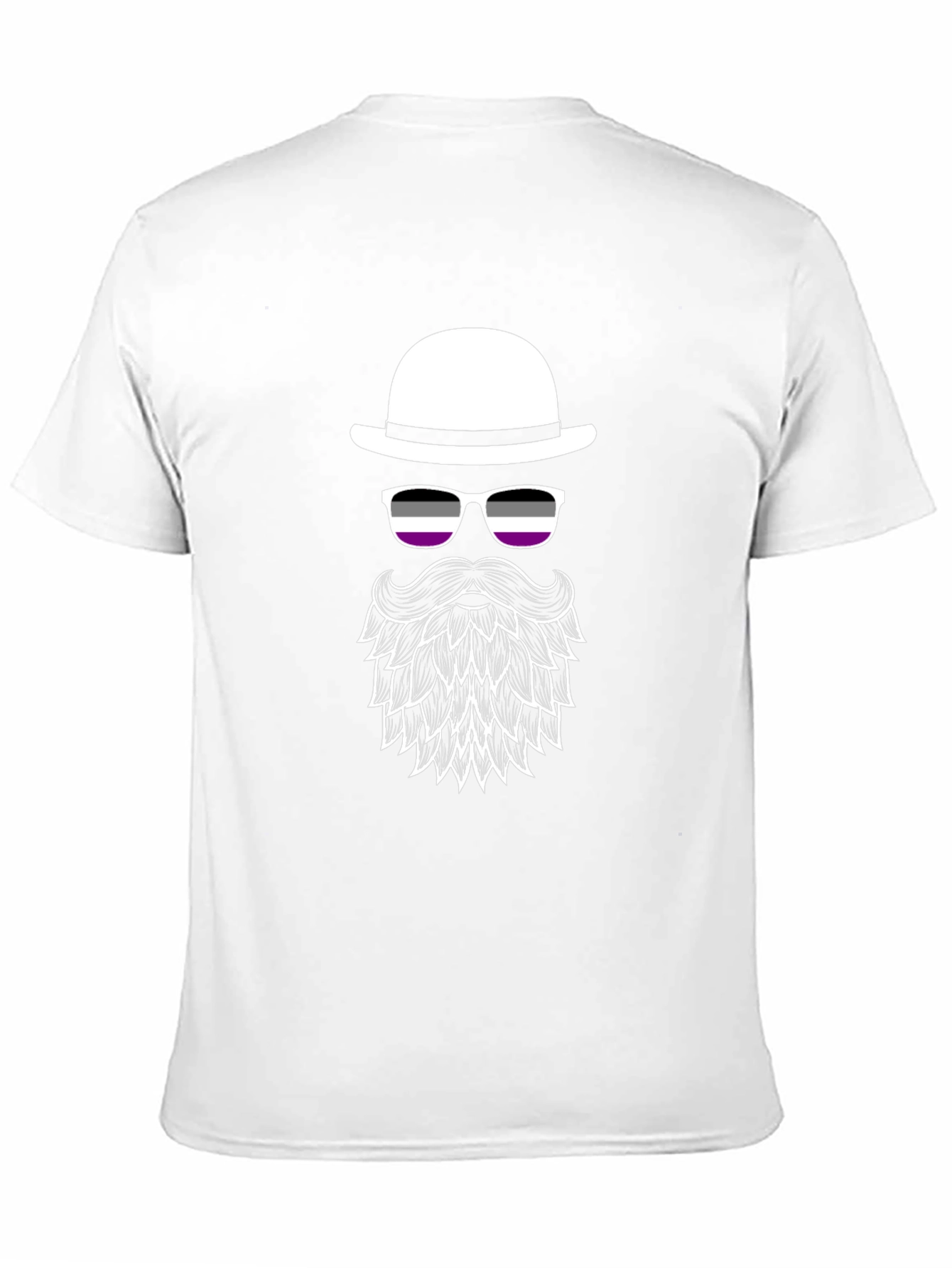 Black Asexual Pride Bowler Hat & Beard T-Shirt view 11