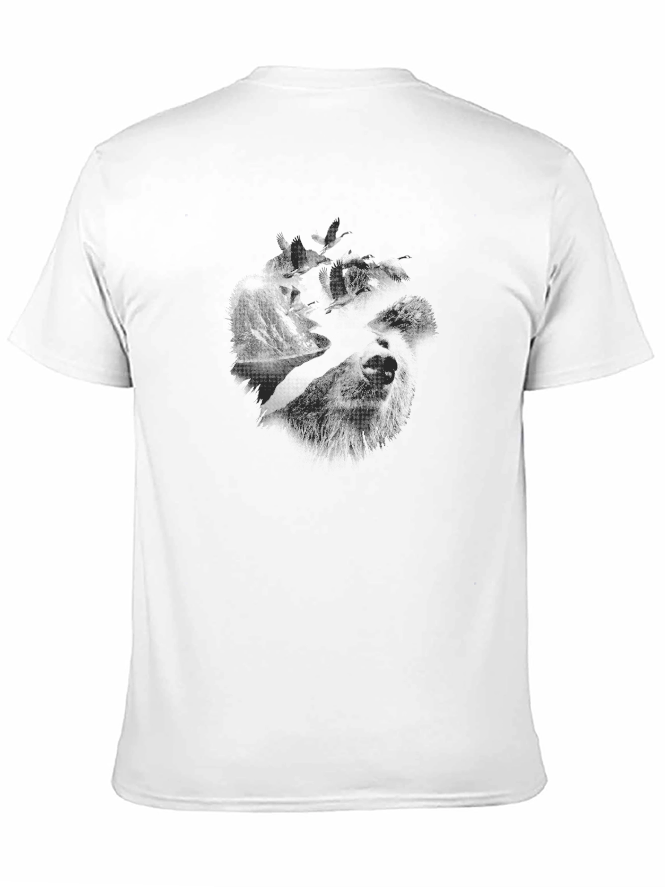Black Men's Black Graphic T-Shirt - Wolf Design view 11