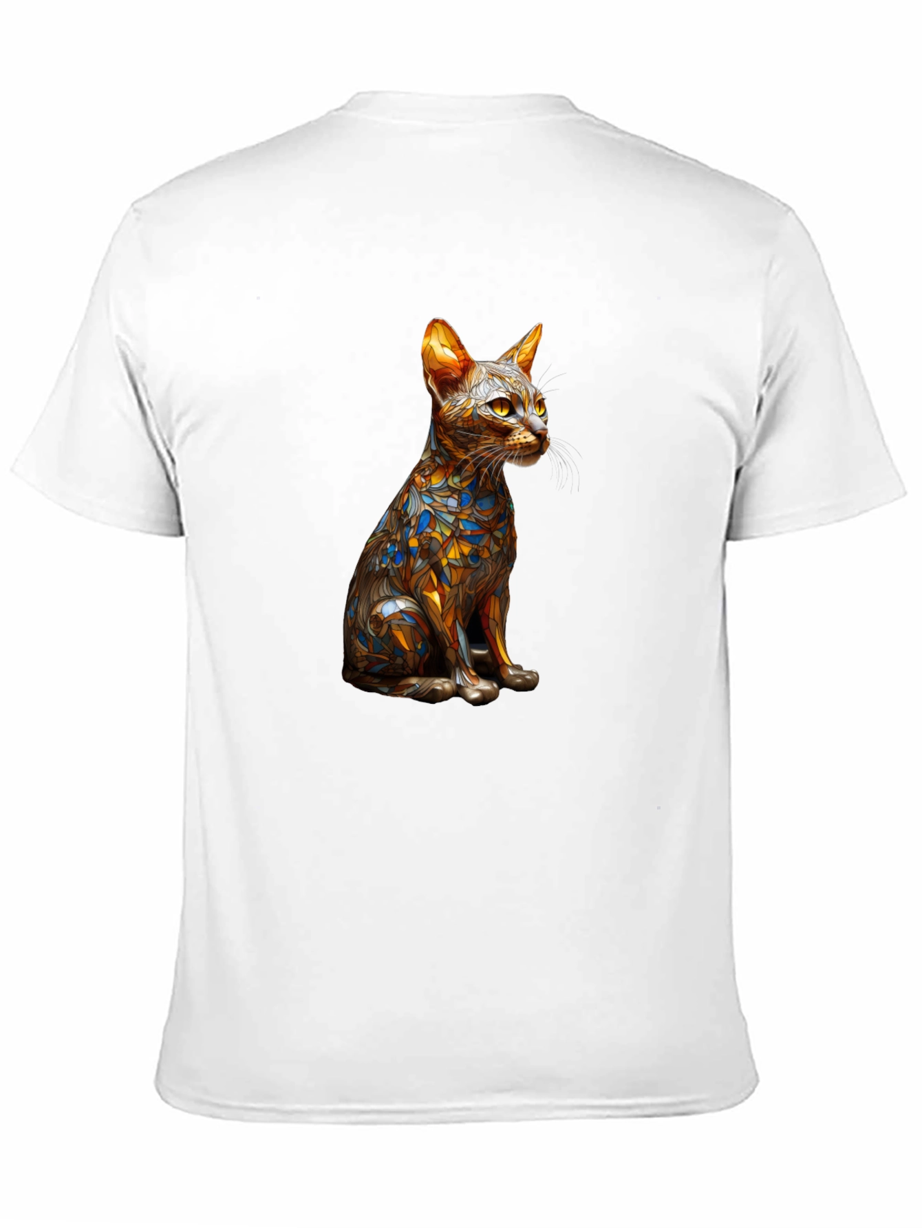 Black Abstract Cat Art T-Shirt view 11