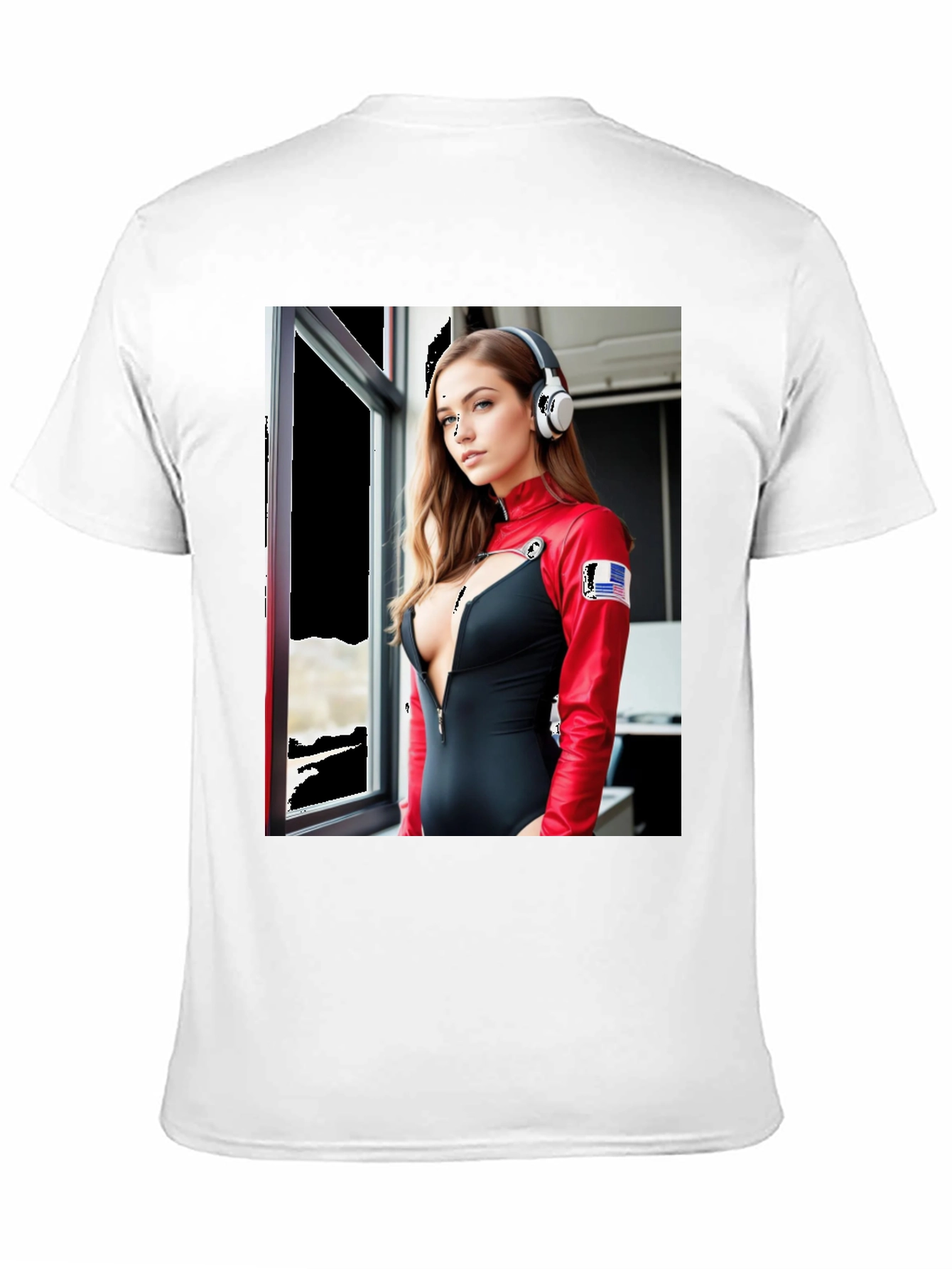 Black Black T-Shirt with Futuristic Woman Graphic view 11