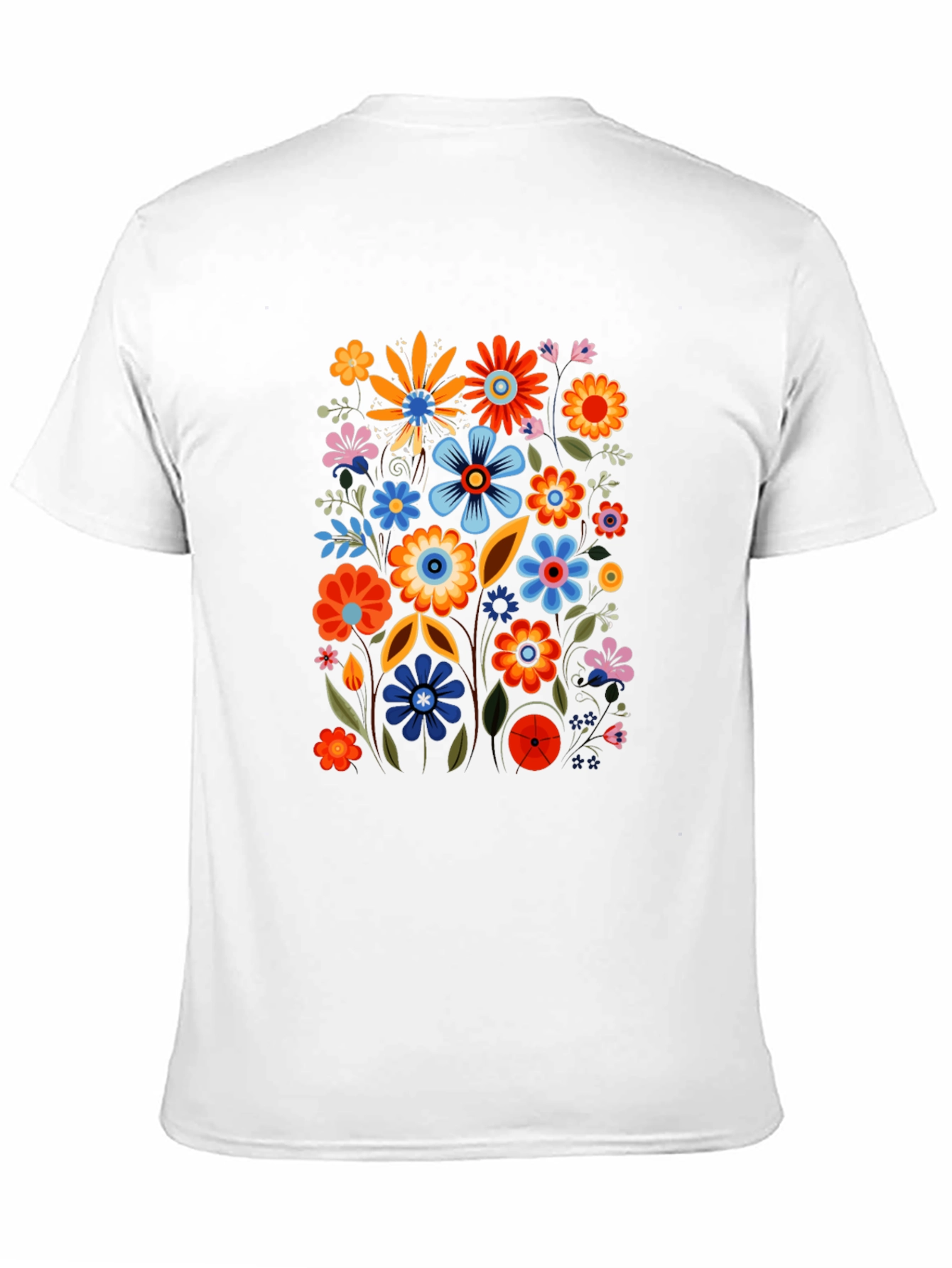 Black Floral Black Tee - Colorful Flower Power Shirt view 11