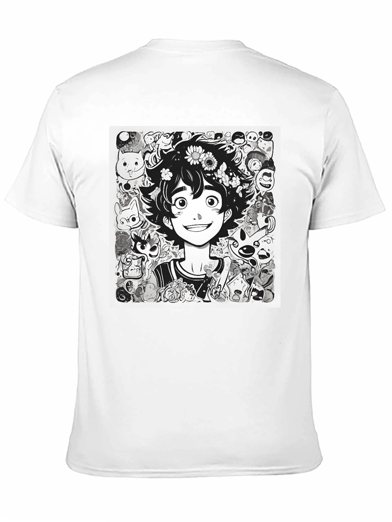 Anime Character Graphic Print Black Tee - 11
