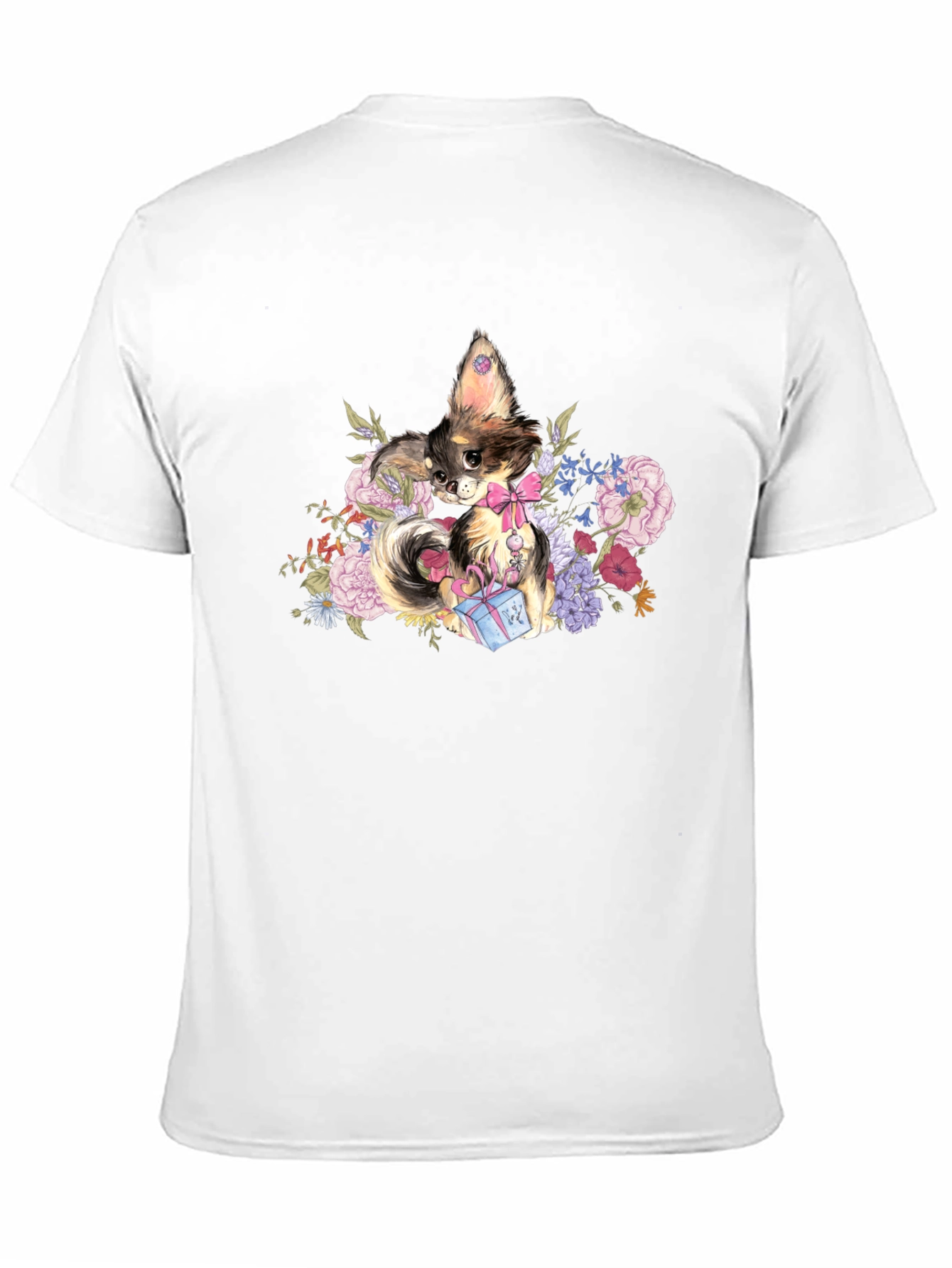Black Chihuahua Floral T-Shirt view 11
