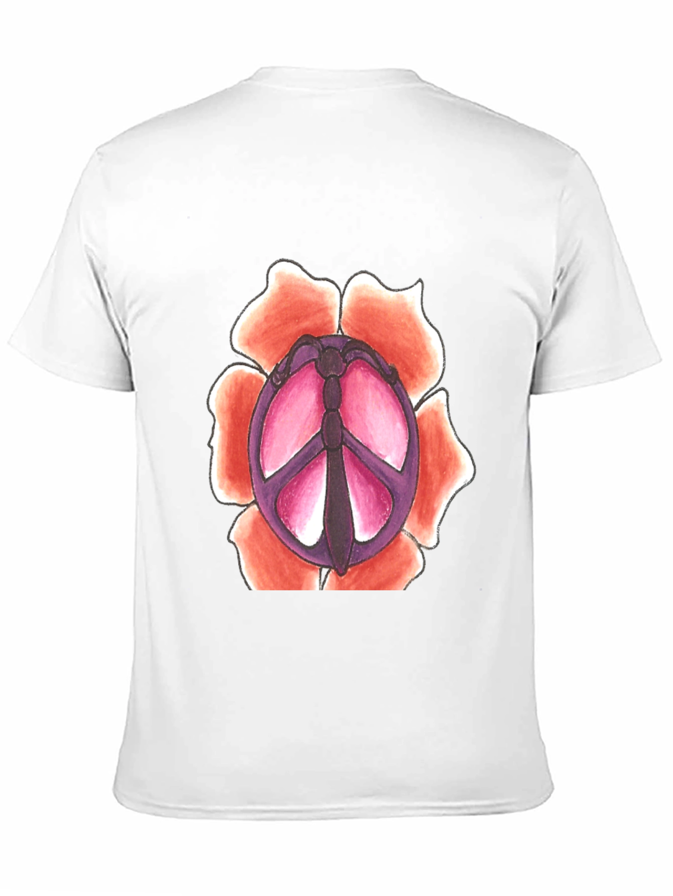 Black Peace Sign Flower Graphic T-Shirt view 11