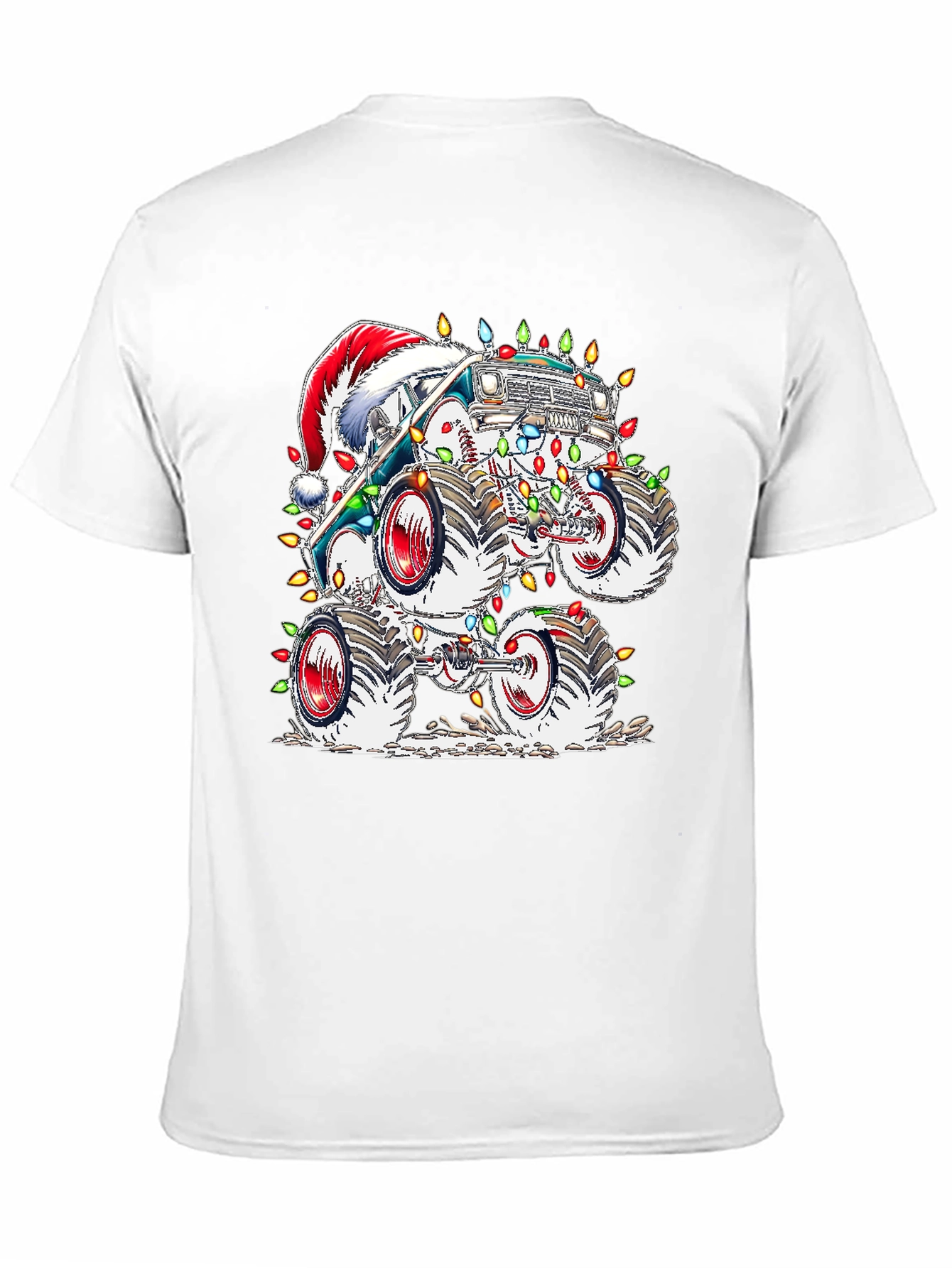 Black Festive Monster Truck Christmas T-Shirt view 11
