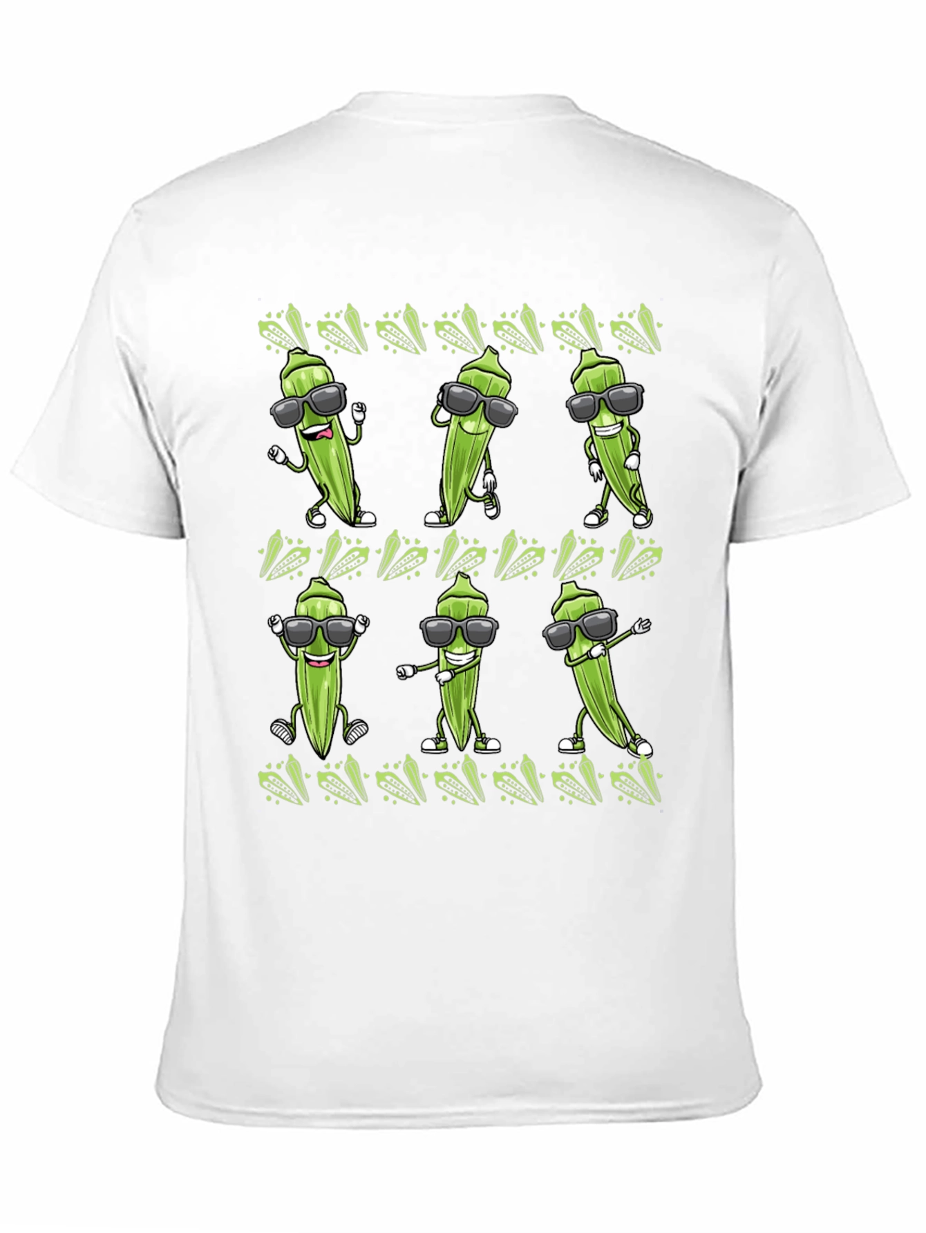 Black Cool Okra Pattern T-Shirt view 11