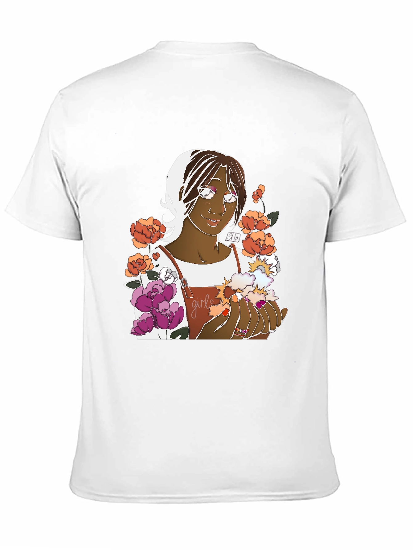 Black Floral Graphic Tee - Black Cotton Unisex view 11