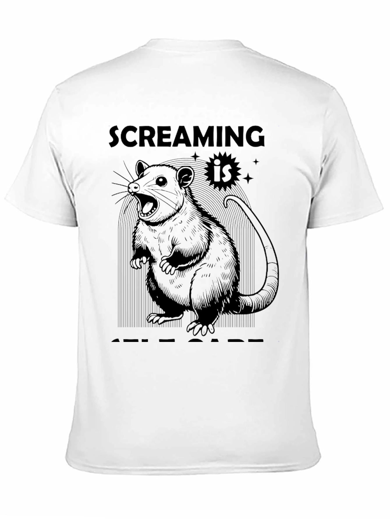 Black Screaming Is Self-Care Opossum Graphic Tee view 11
