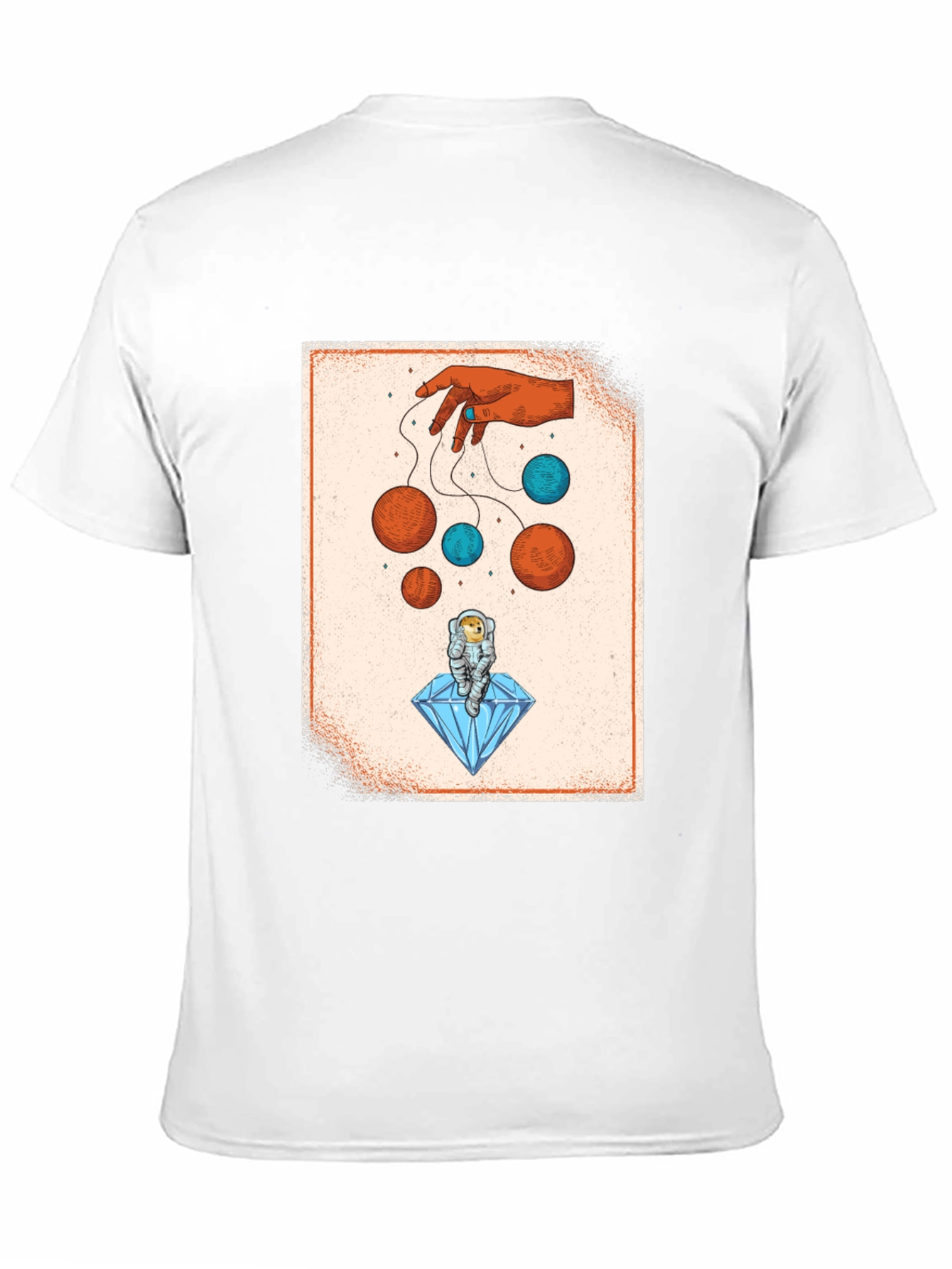 Black Astronaut on Diamond T-Shirt - Cosmic Puppet Master Design view 11