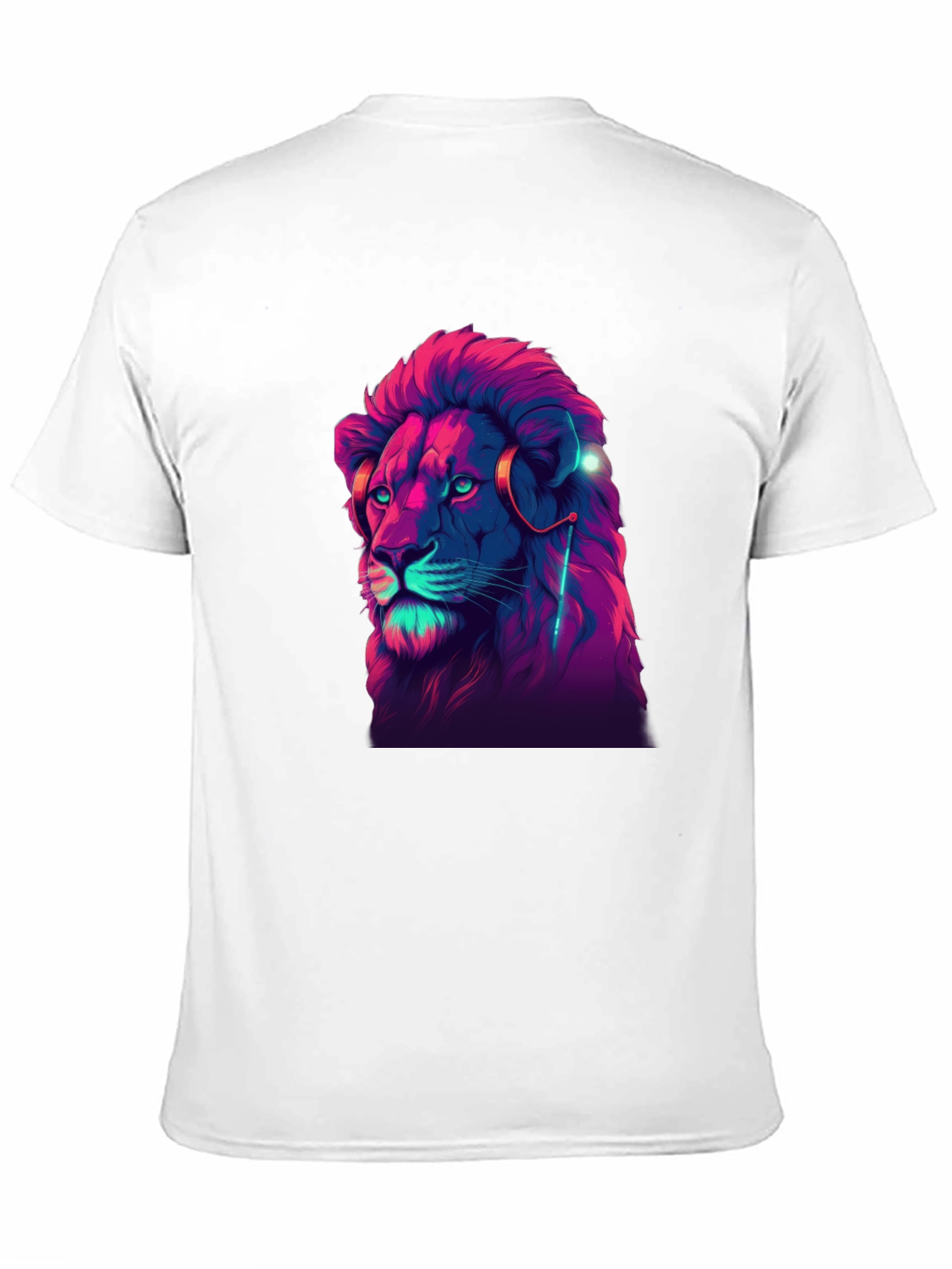 Black Neon Lion Graphic Black T-Shirt view 11