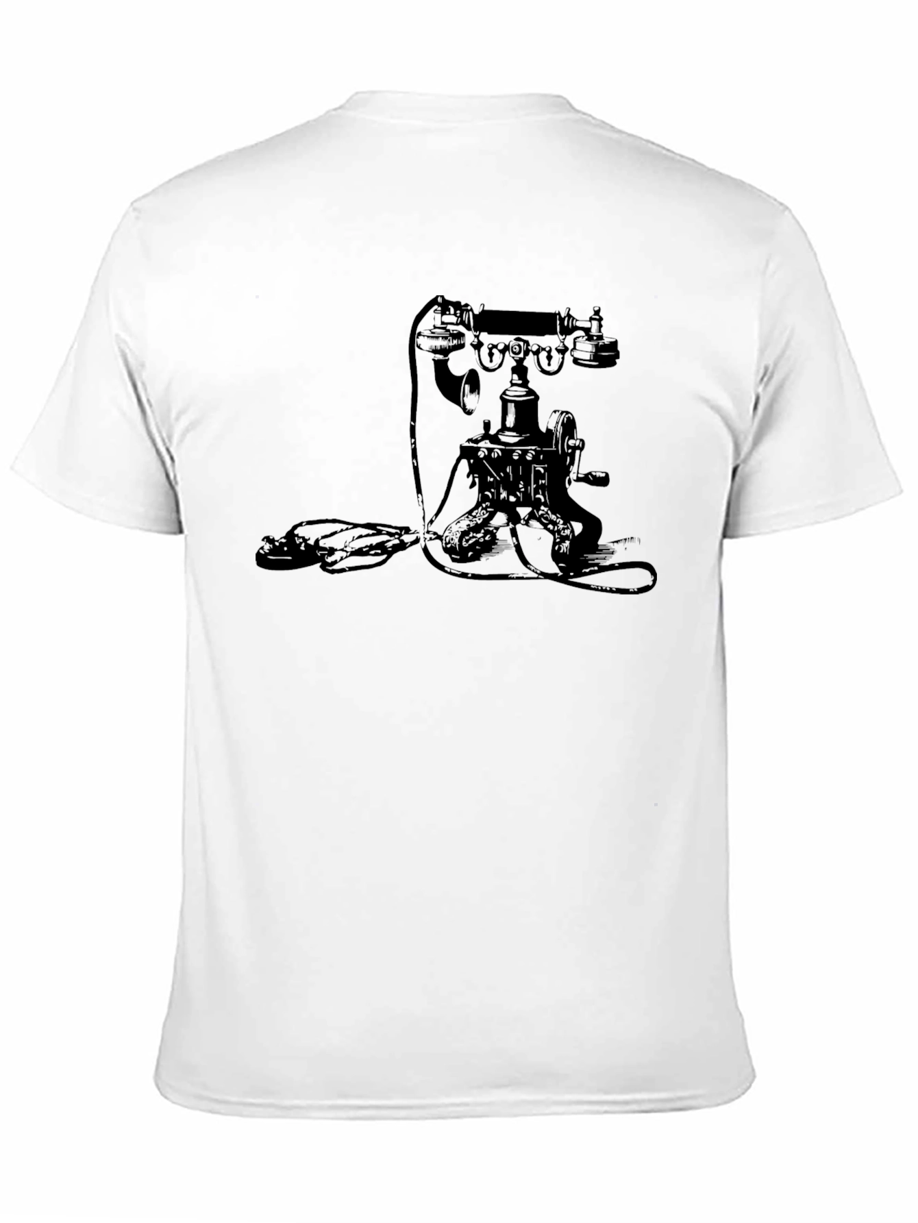 Black Vintage Telephone Graphic T-Shirt view 11