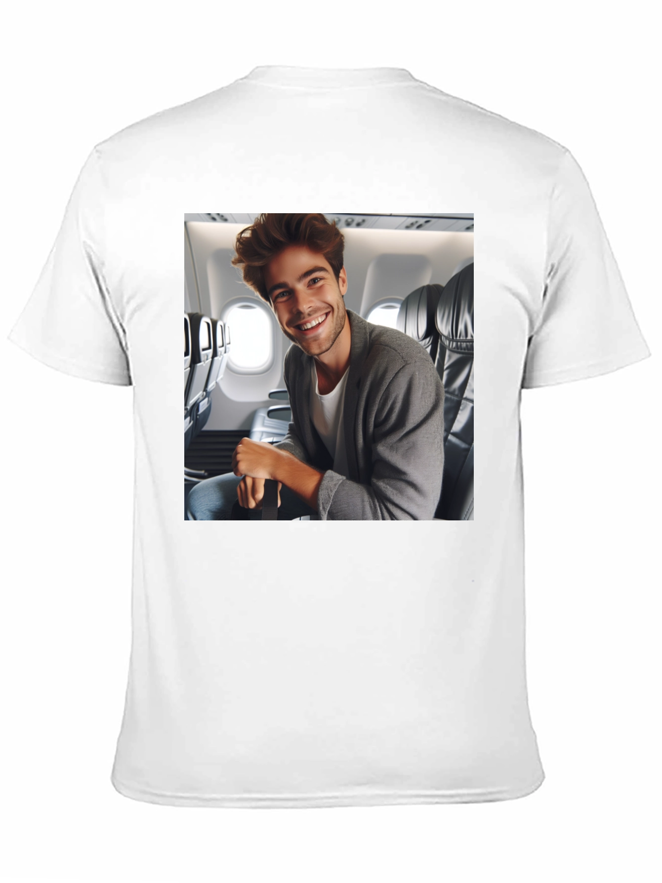 Black Smiling Man Airplane T-Shirt view 11