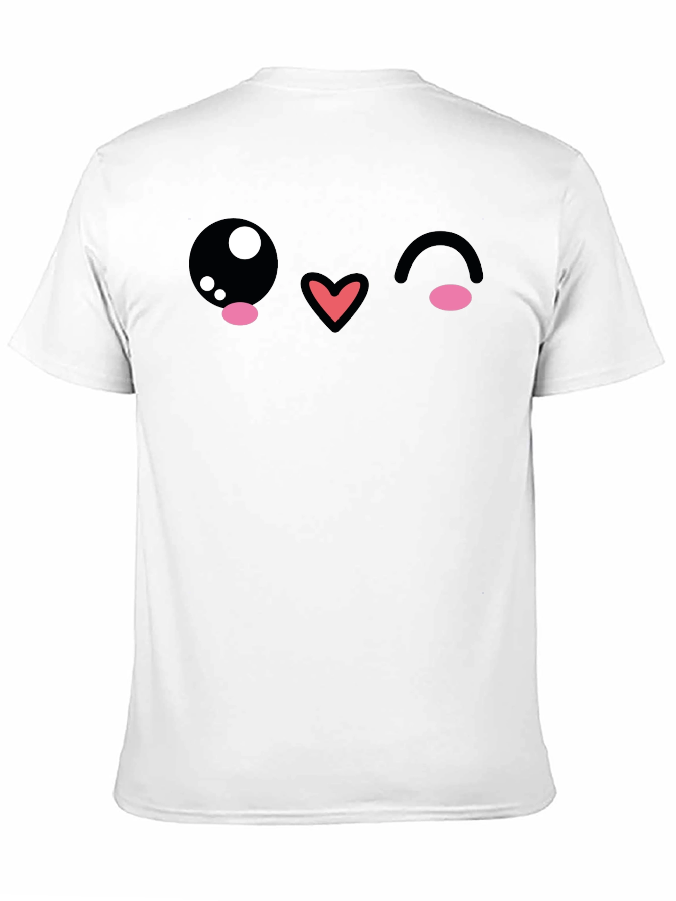 Black Kawaii Wink Face Graphic Tee - Black Cotton Blend view 11