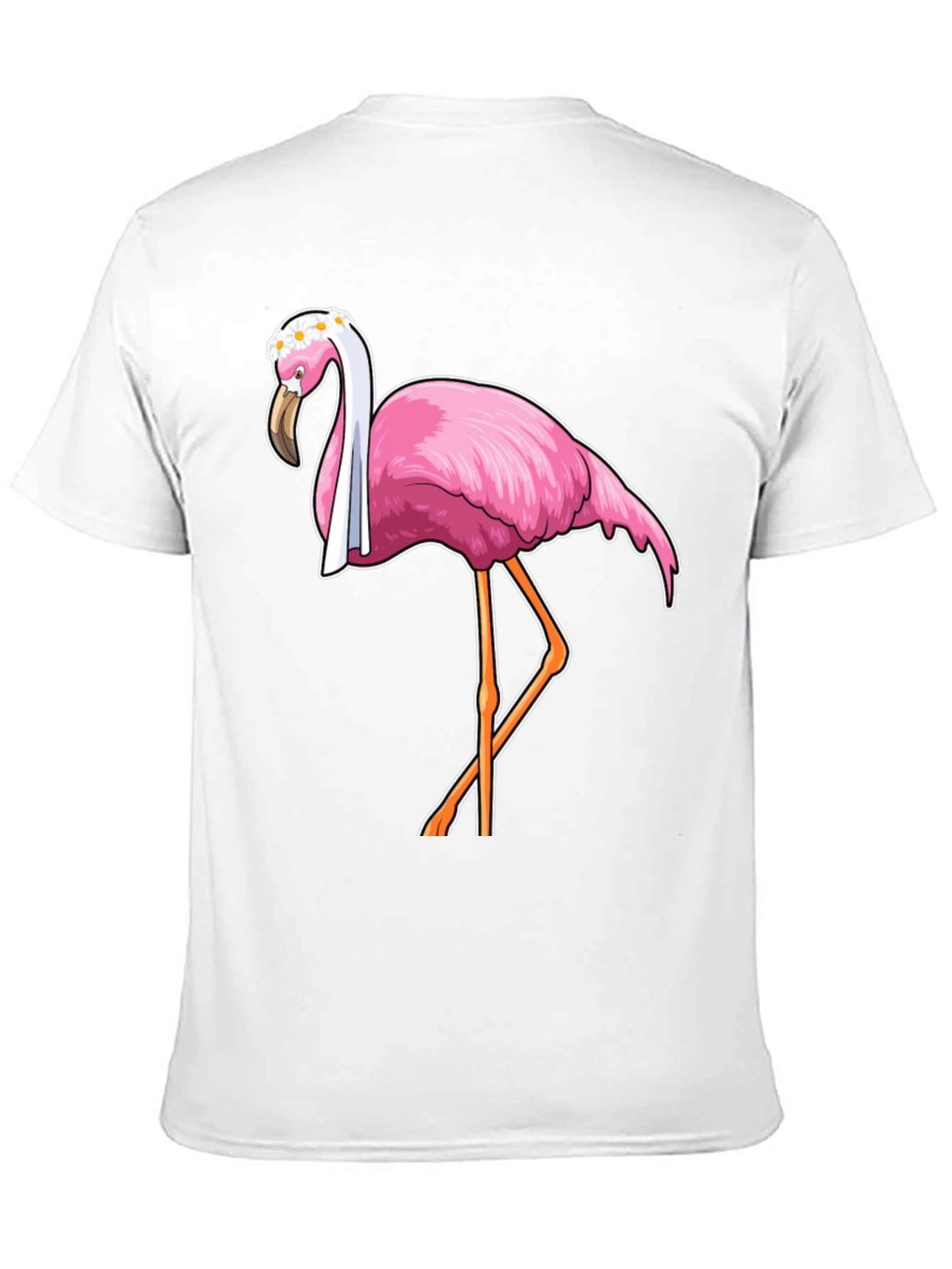 Black Funny Flamingo T-Shirt with Floral Crown view 11