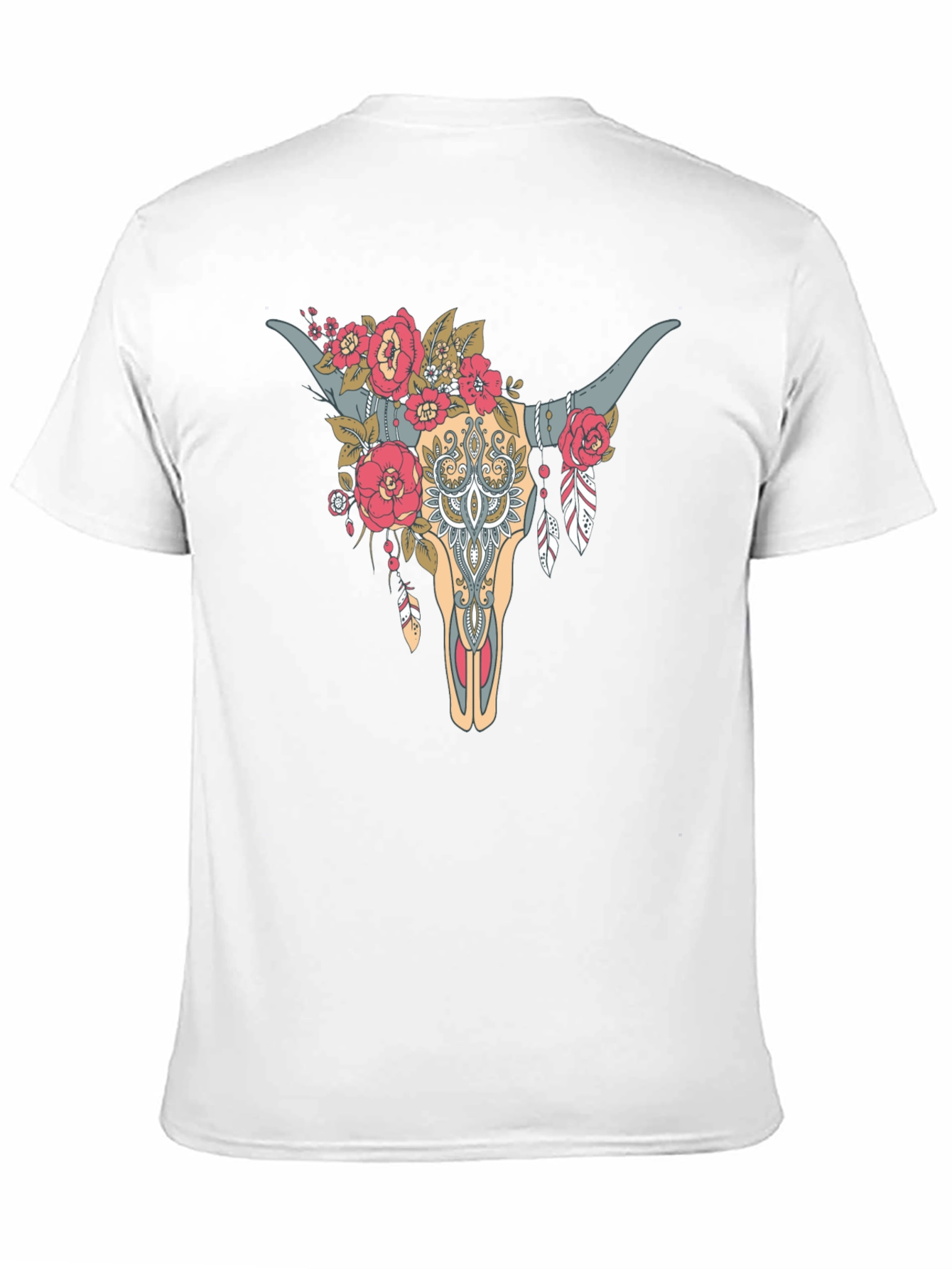 Black Floral Bull Skull Graphic Tee - Western Style view 11