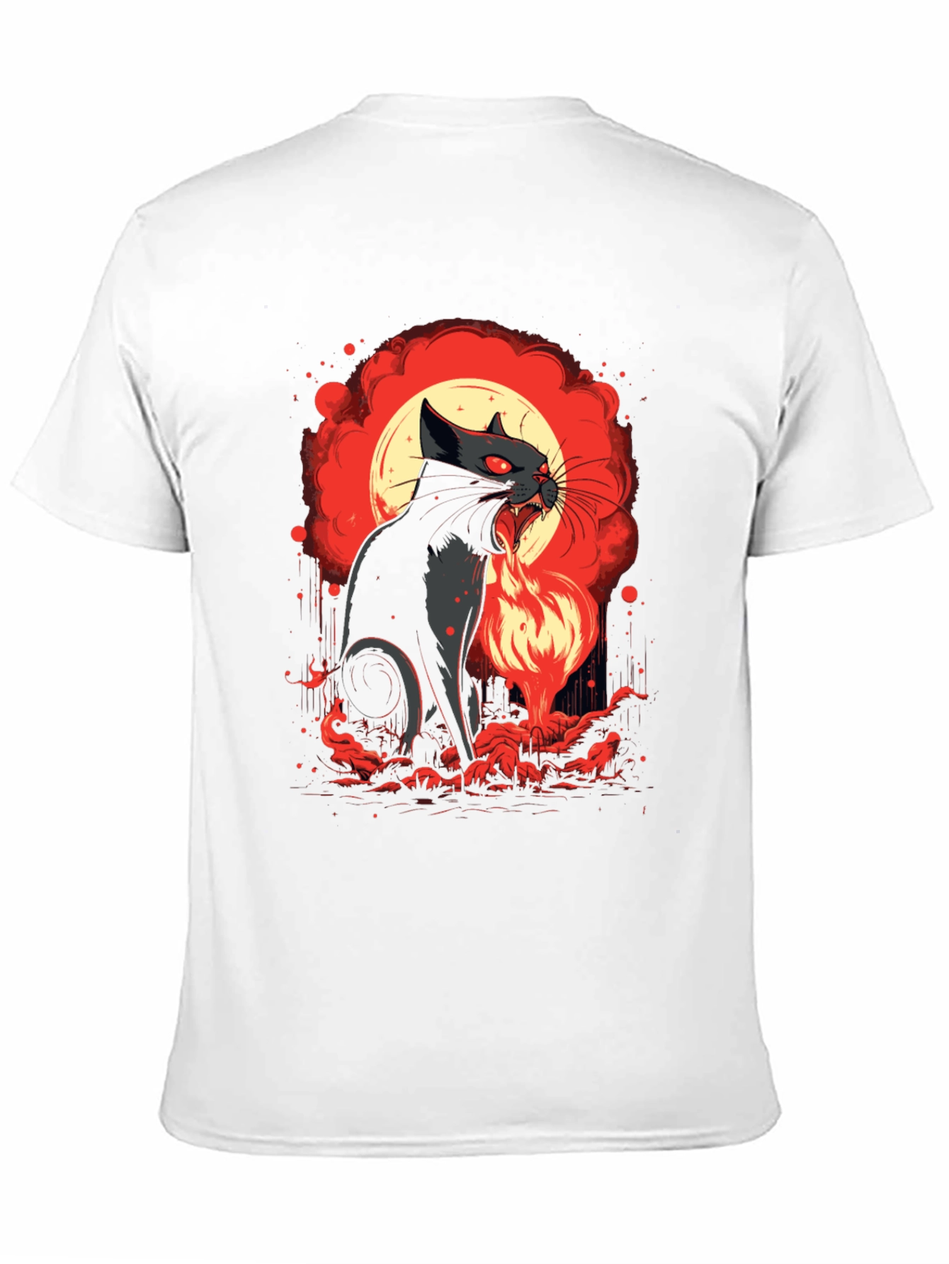Black Fiery Feline T-Shirt - Black Cat Design view 11