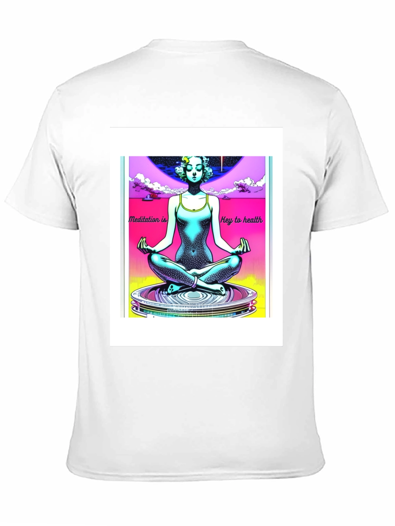 Black Meditation Key to Health Black T-Shirt view 11