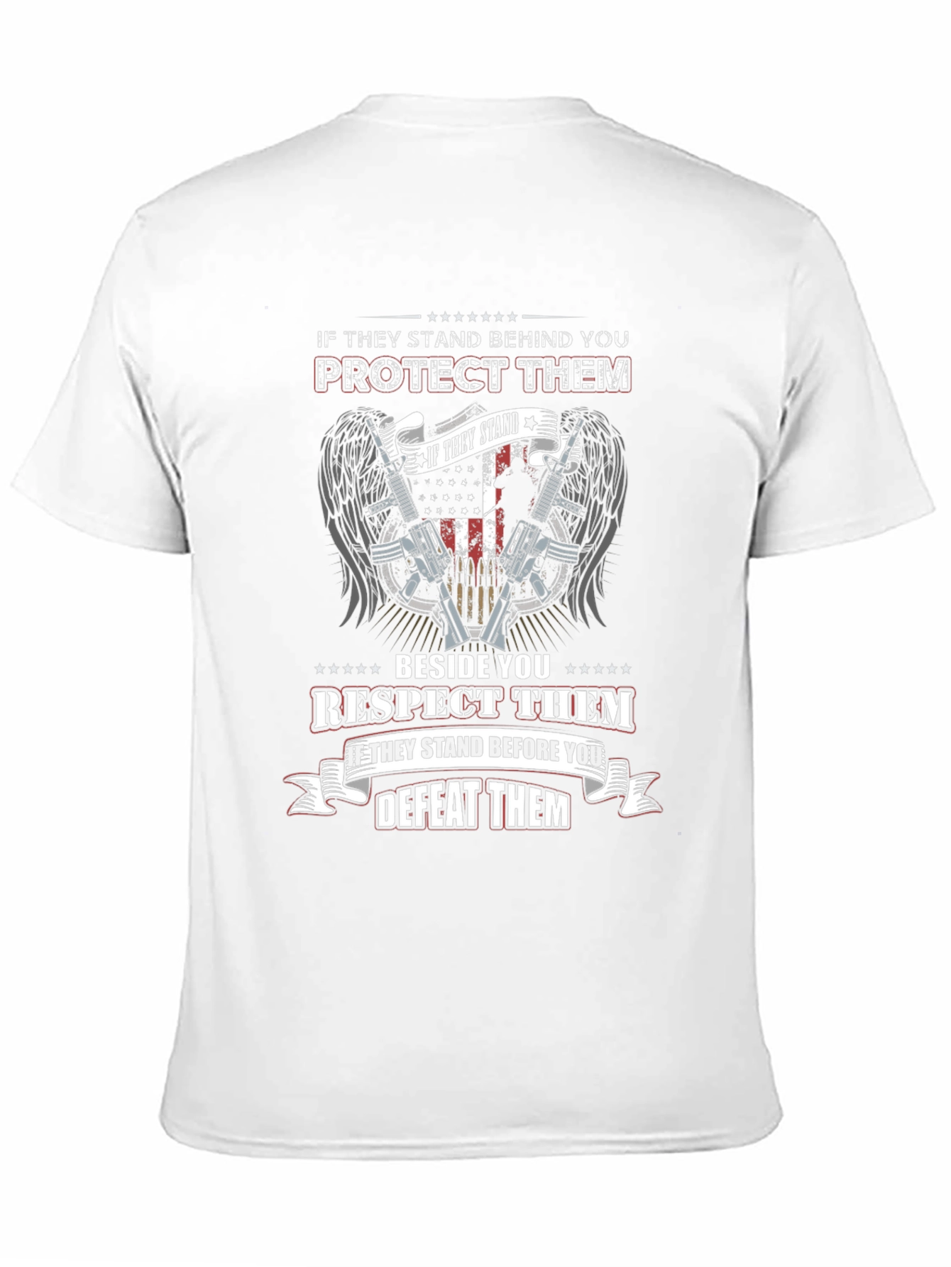 Black Patriotic "Protect/Respect/Defeat" Graphic T-Shirt view 11