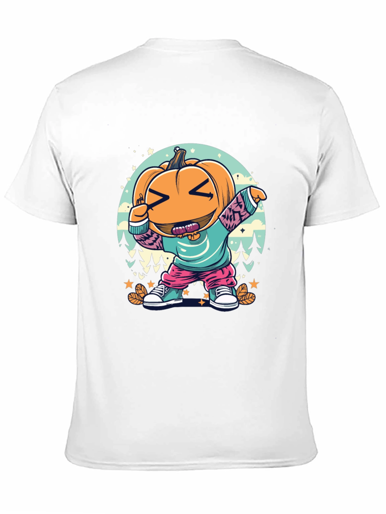 Black Dabbing Pumpkin Cartoon T-Shirt - Halloween Style view 11