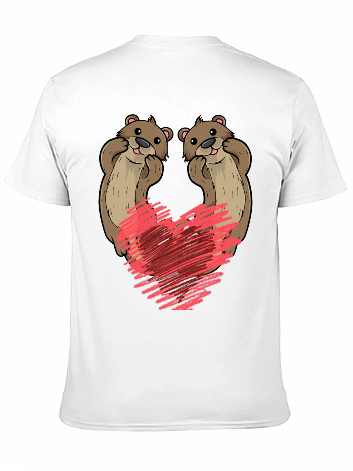 Black Cute Otter Heart T-Shirt view 11