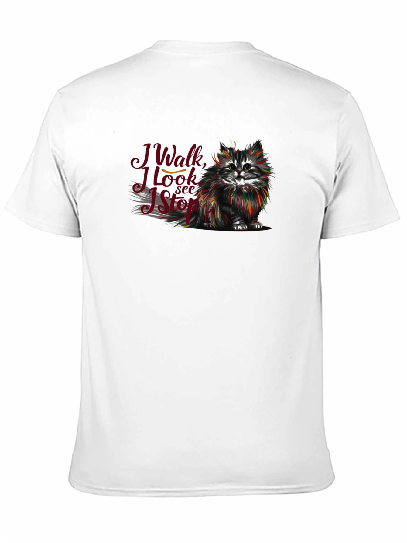 Black Cat Lover T-Shirt - I Walk I Look I See I Stop view 11