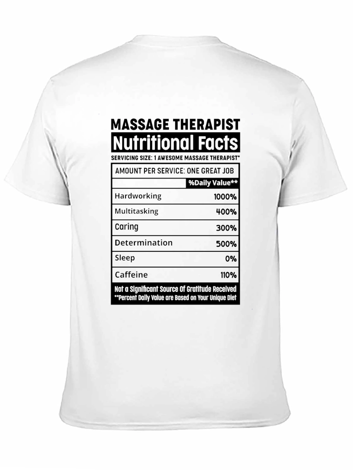 Black Massage Therapist Nutritional Facts T-Shirt view 11