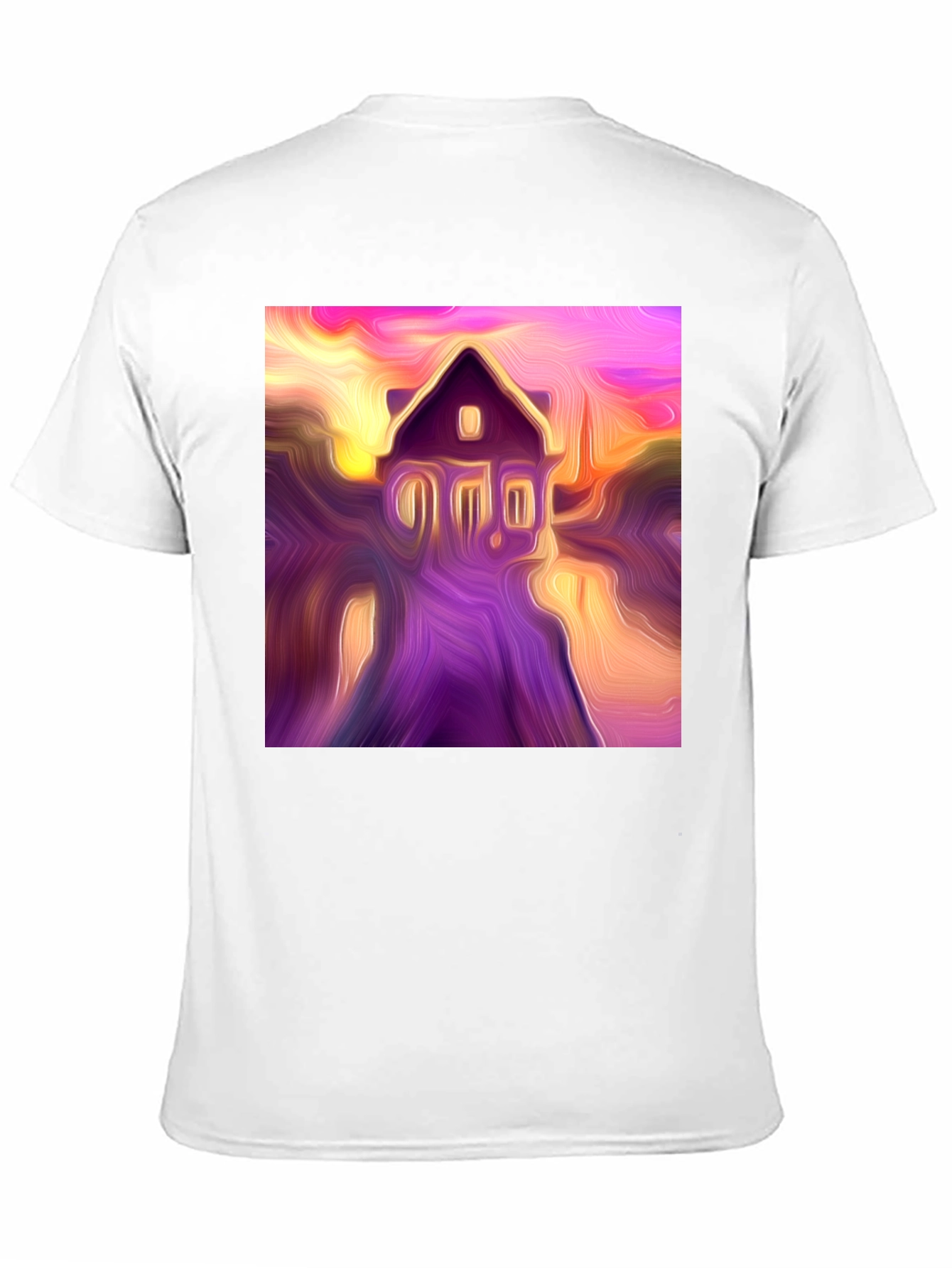 Black Abstract House Graphic Tee - Soft Black Cotton Shirt view 11