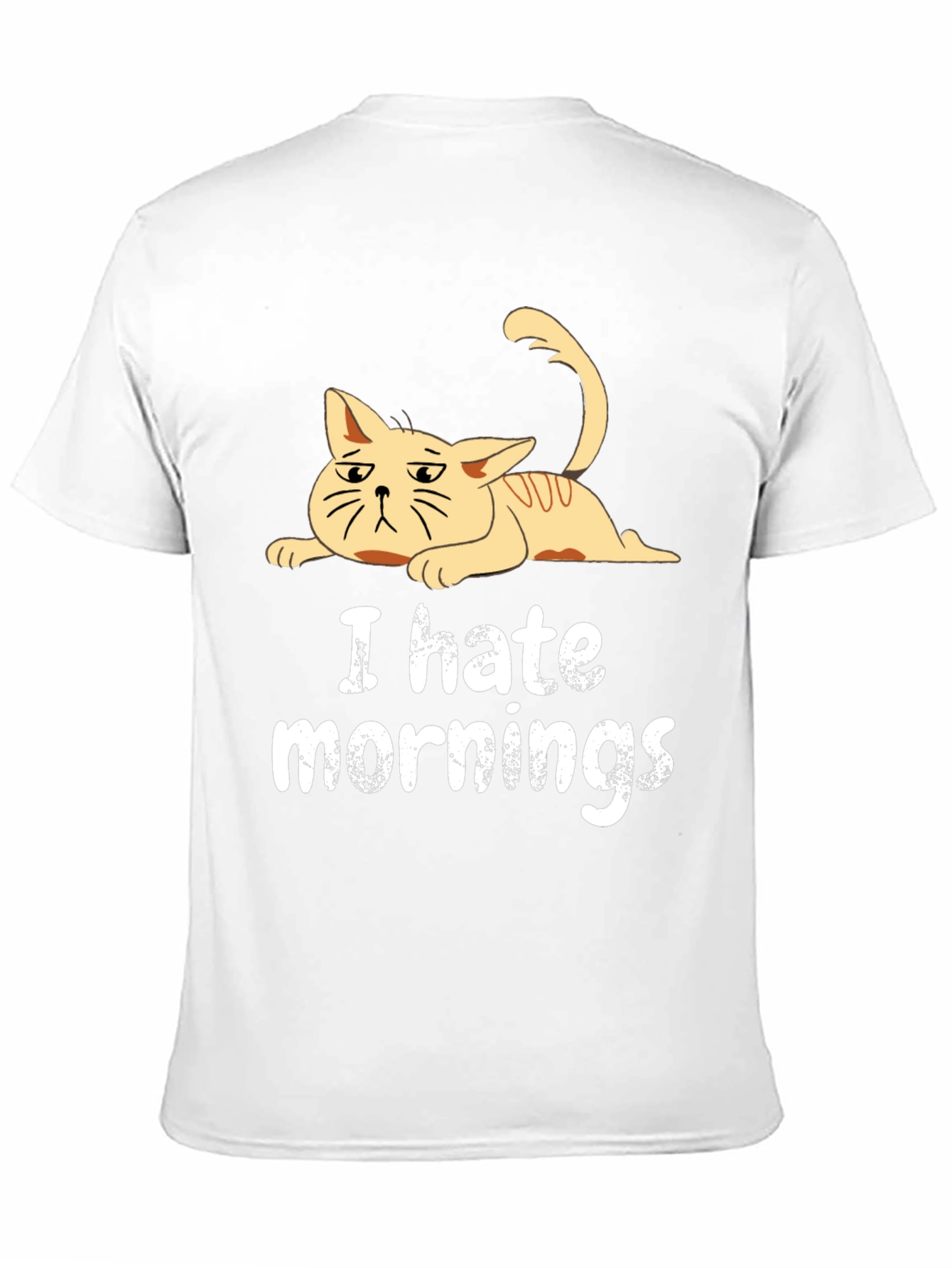 Black I Hate Mornings Cat T-Shirt - Black Cotton Tee view 11