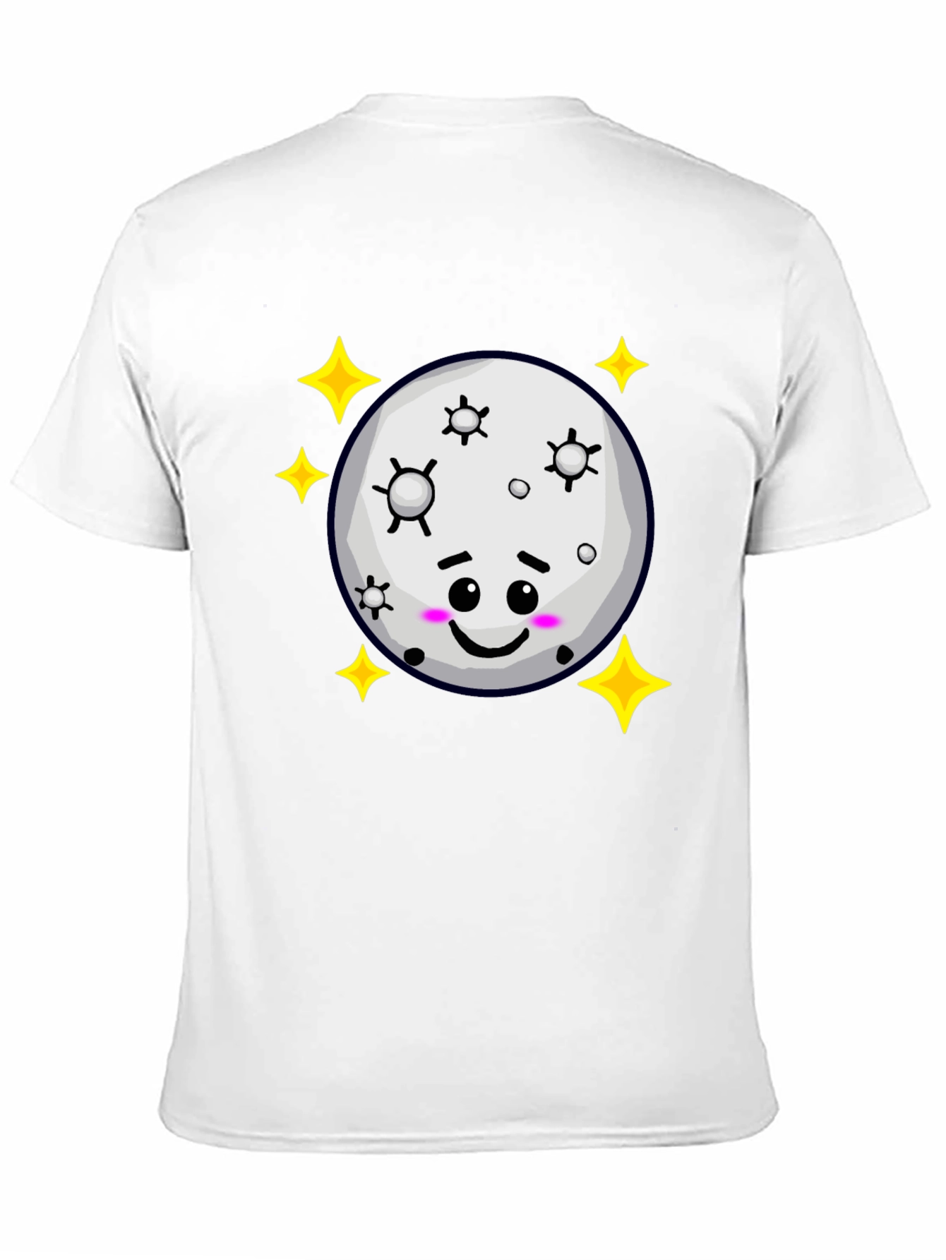 Black Cute Moon & Stars Black T-Shirt - Adorable Kawaii Design view 11