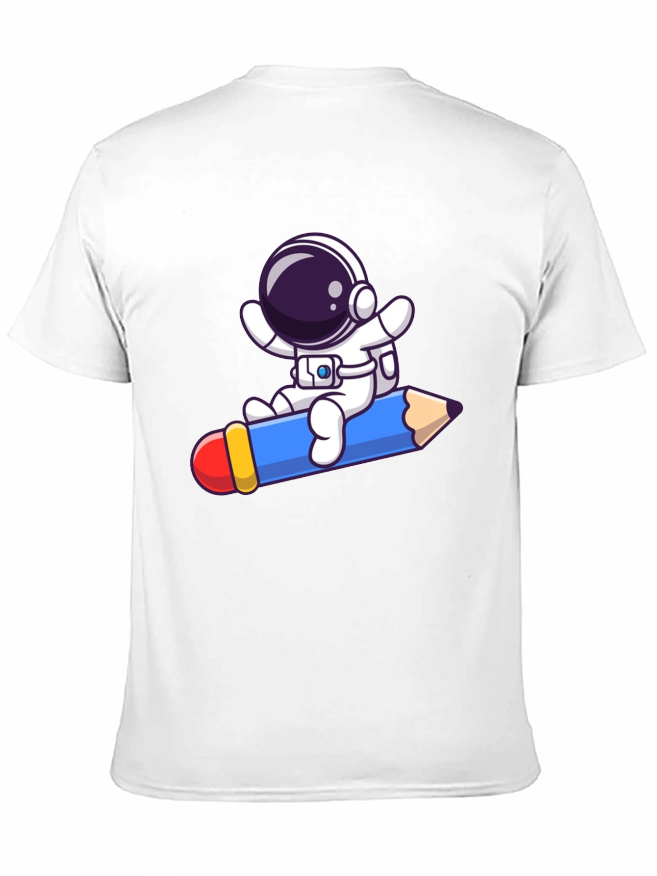 Black Astronaut Pencil Ride T-Shirt - Black Cotton Graphic Tee view 11