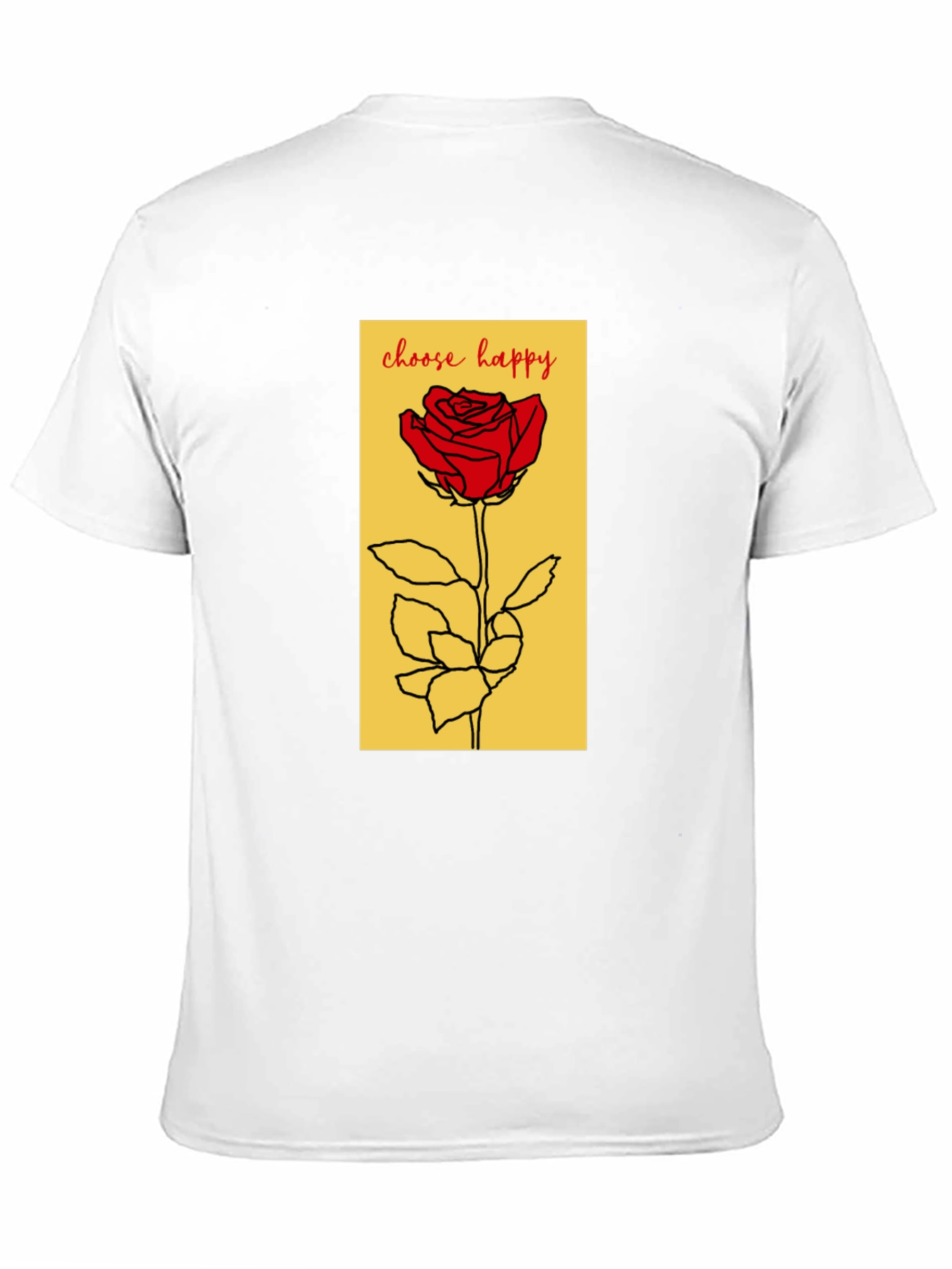Black Choose Happy Rose Graphic Tee - Soft Black Cotton T-Shirt view 11
