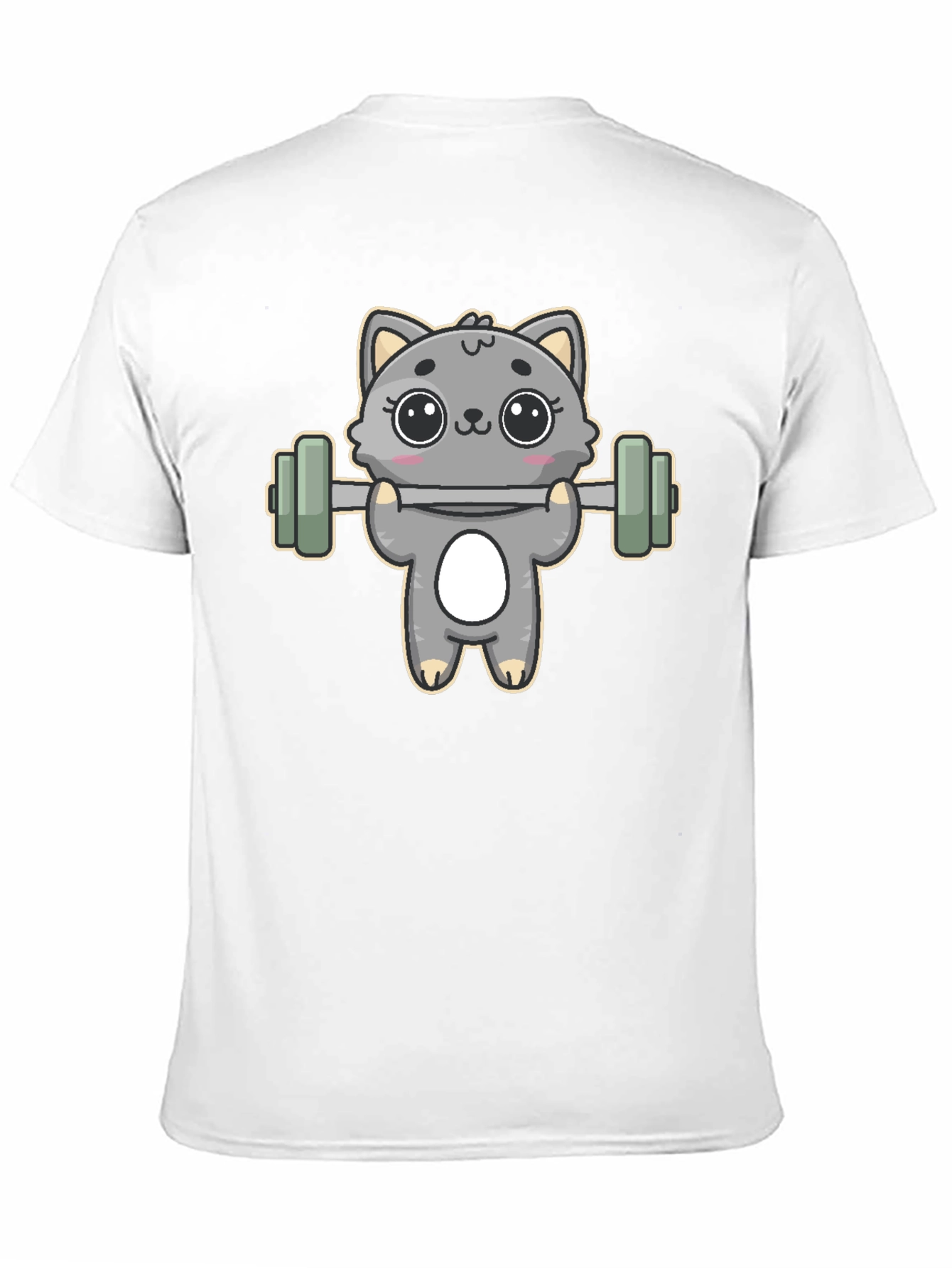 Black Cute Weightlifting Cat T-Shirt view 11