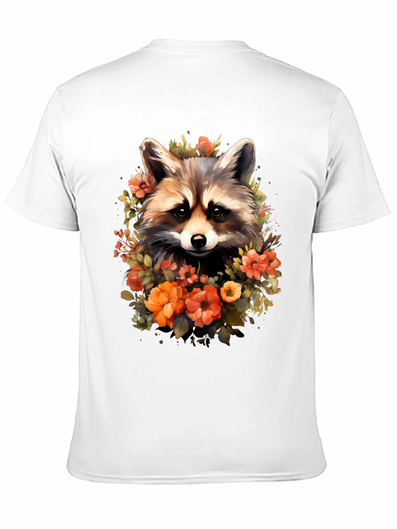 Black Raccoon & Floral Graphic Tee - Soft Black T-Shirt view 11