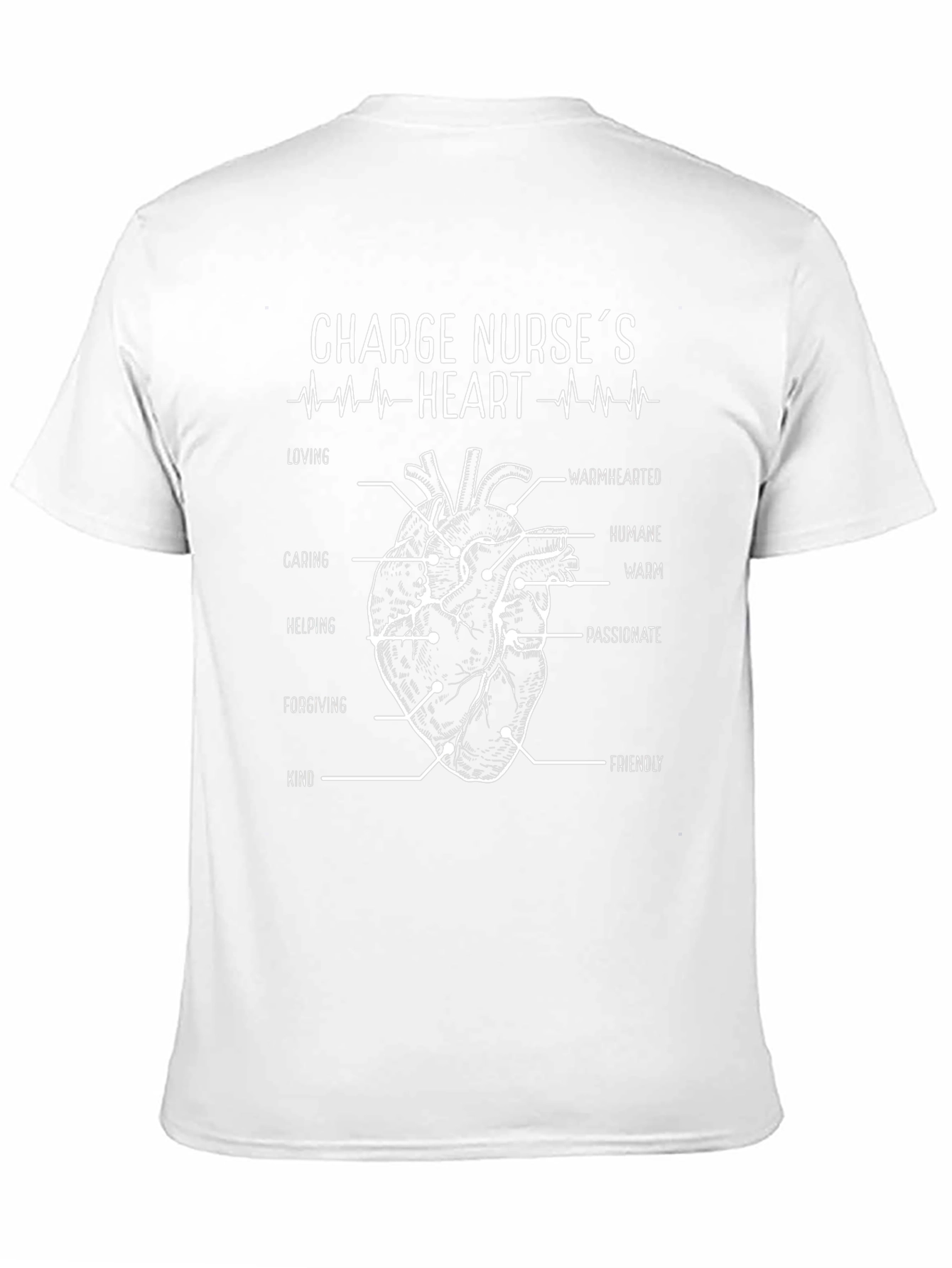 Black Charge Nurse's Heart T-Shirt - Caring Nurse Tee view 11