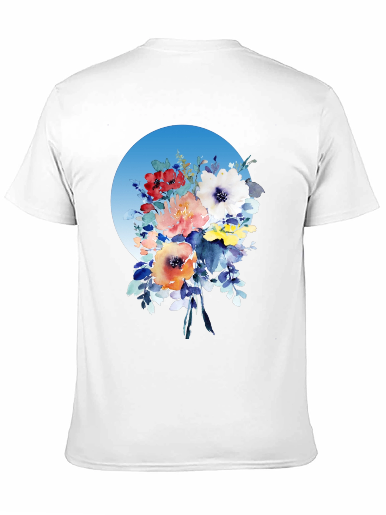 Black Floral Bouquet T-Shirt - Watercolor Design view 11