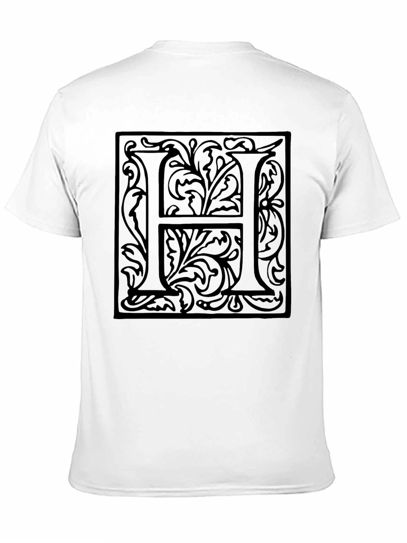 Black Elegant "H" Initial Black Graphic T-Shirt view 11