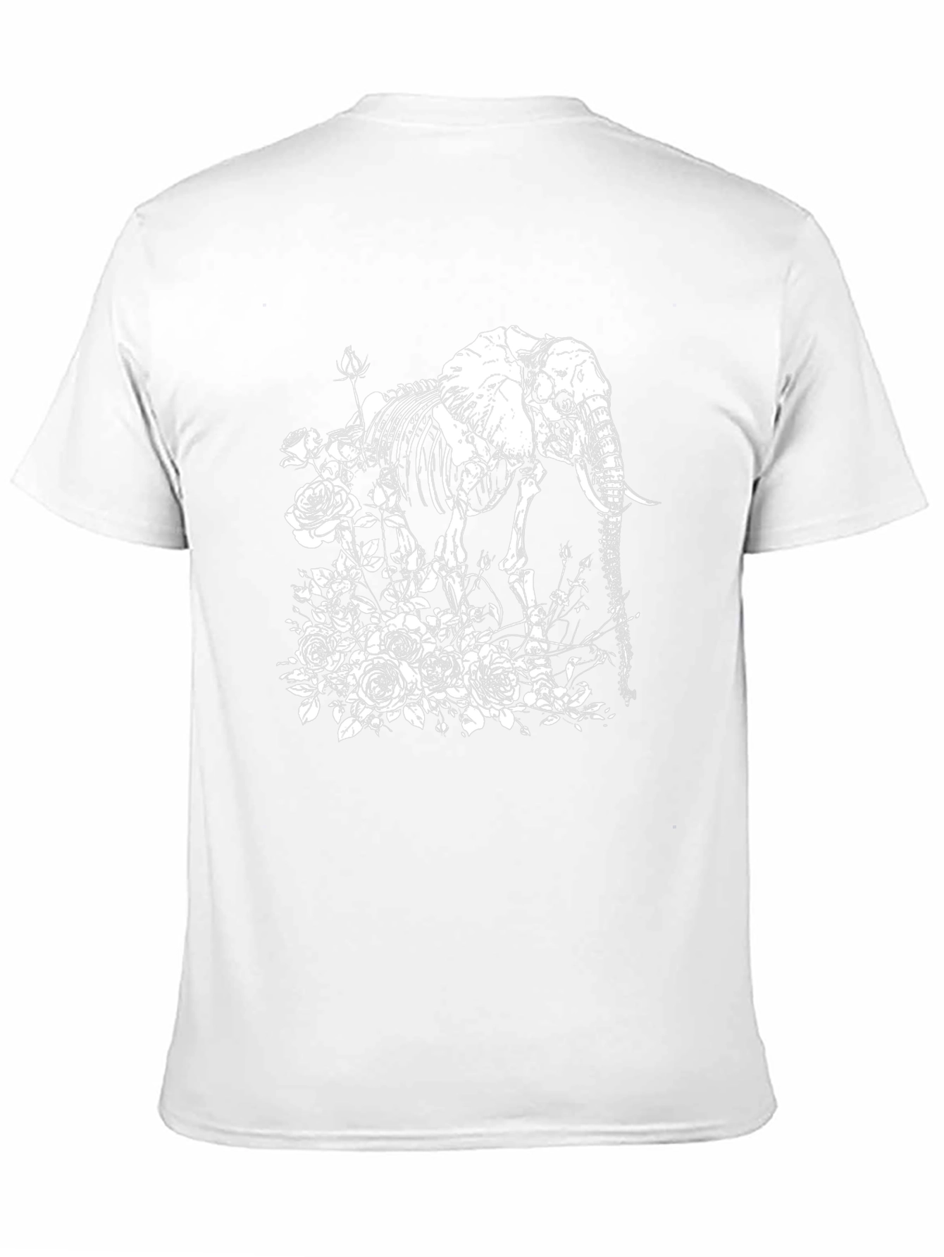Black Elephant Skeleton & Roses Graphic Tee - Black Cotton T-Shirt view 11