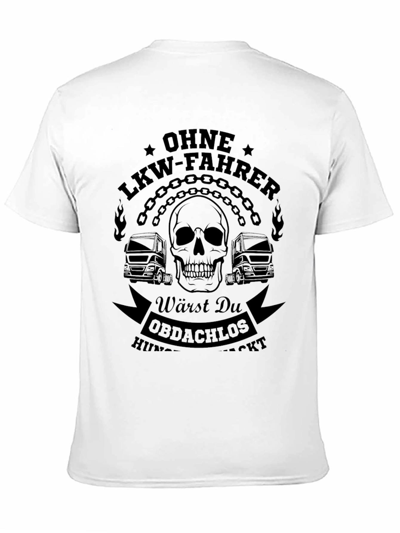 Black Trucker T-Shirt - Ohne LKW-Fahrer - Skull Chain Graphic Tee view 11
