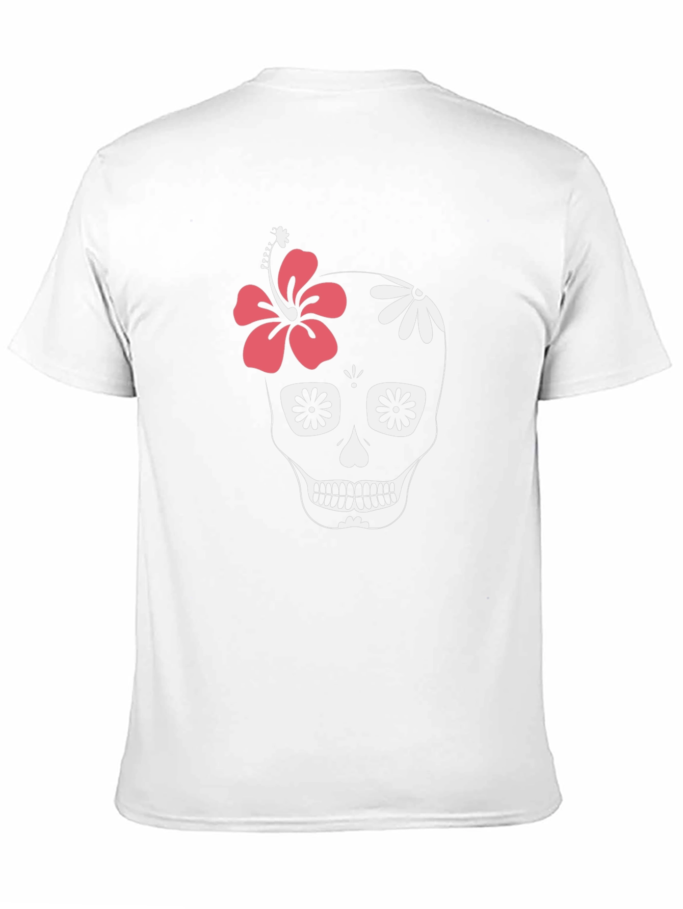 Black Floral Skull Graphic Tee - Black Cotton Casual T-Shirt view 11