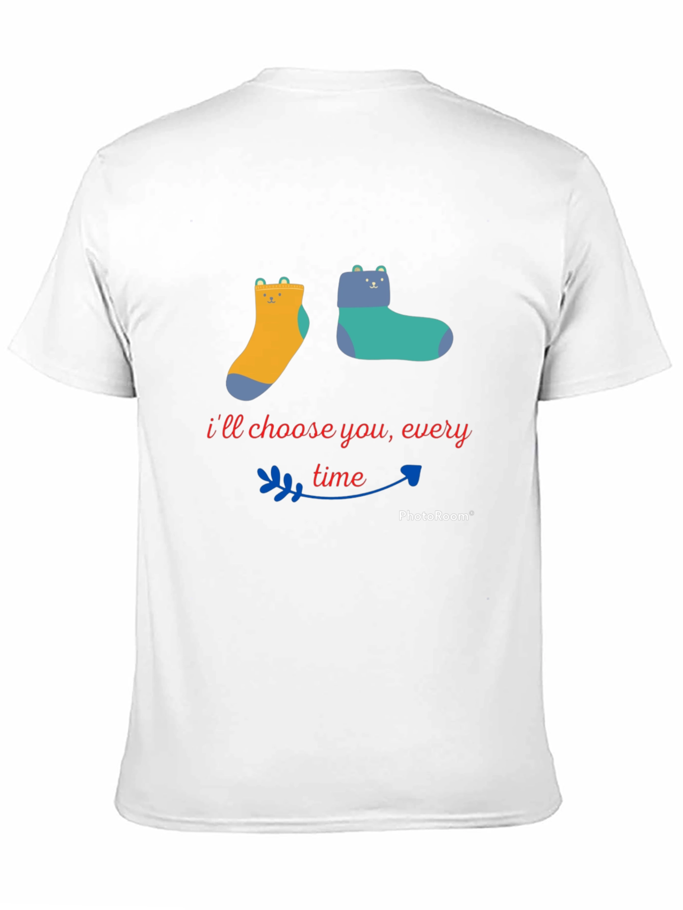Black Cute Cartoon Bear Socks Tee - I'll Choose You Every Time view 11