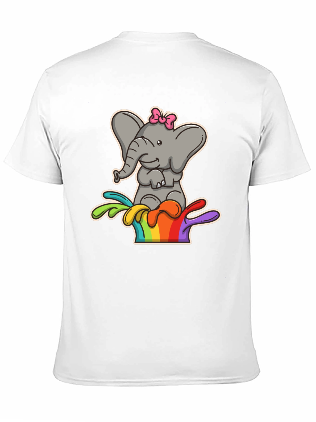 Black Elephant Rainbow Splash Tee - Cute Cartoon Graphic Shirt view 11